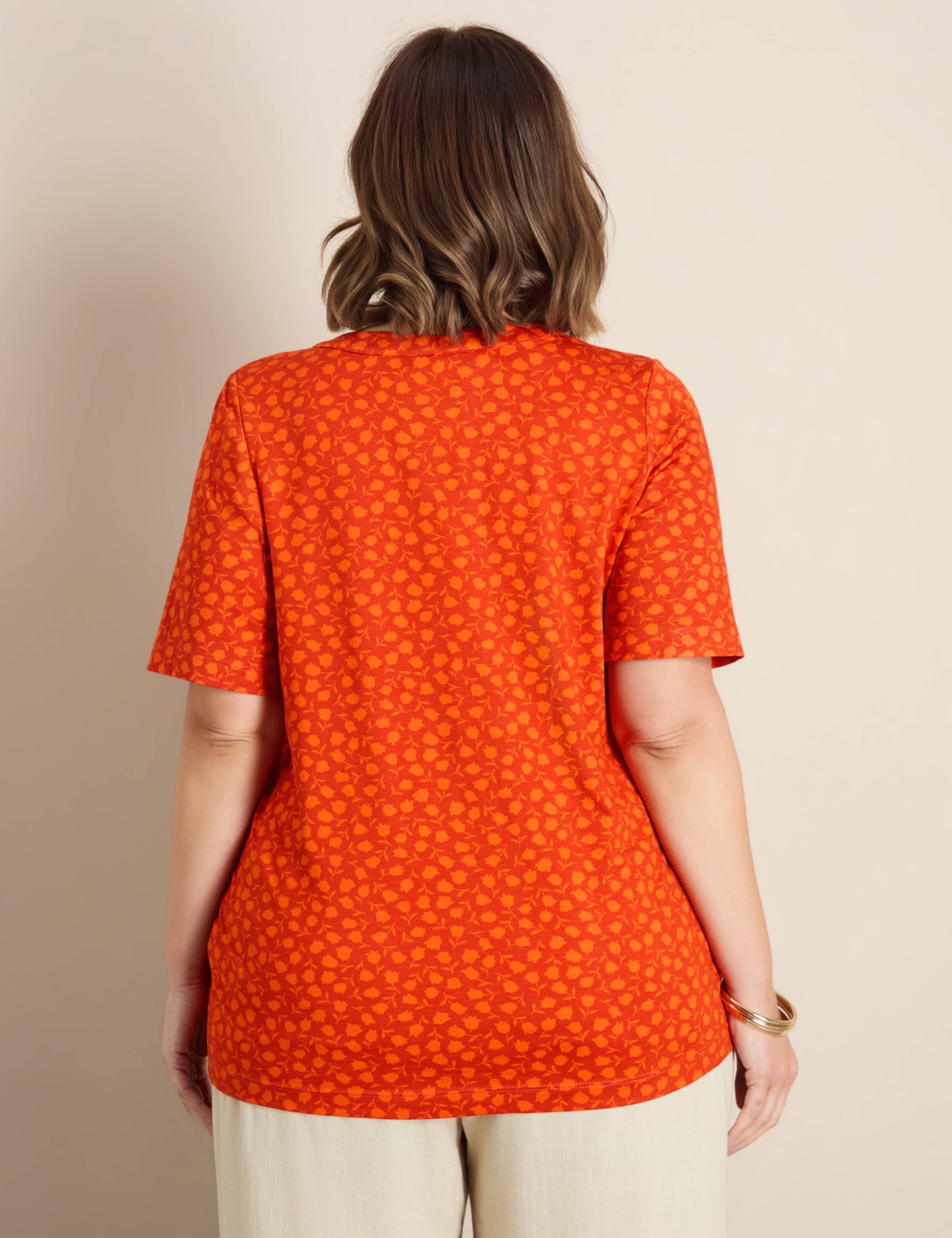Jersey Floral Notch Neck Popover Blouse 4 of 4