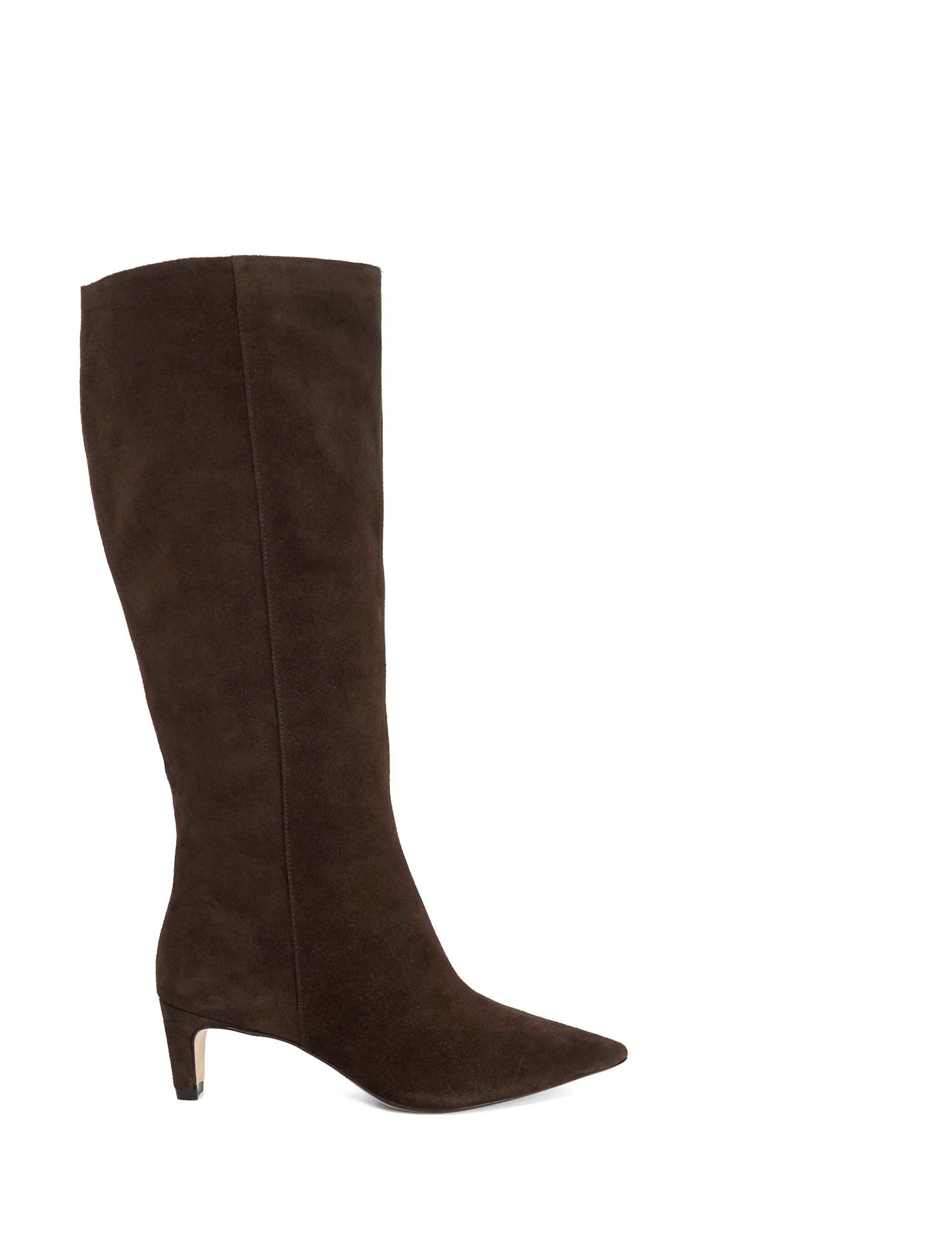 Wide Fit Leather Kitten Heel Knee High Boots 1 of 5