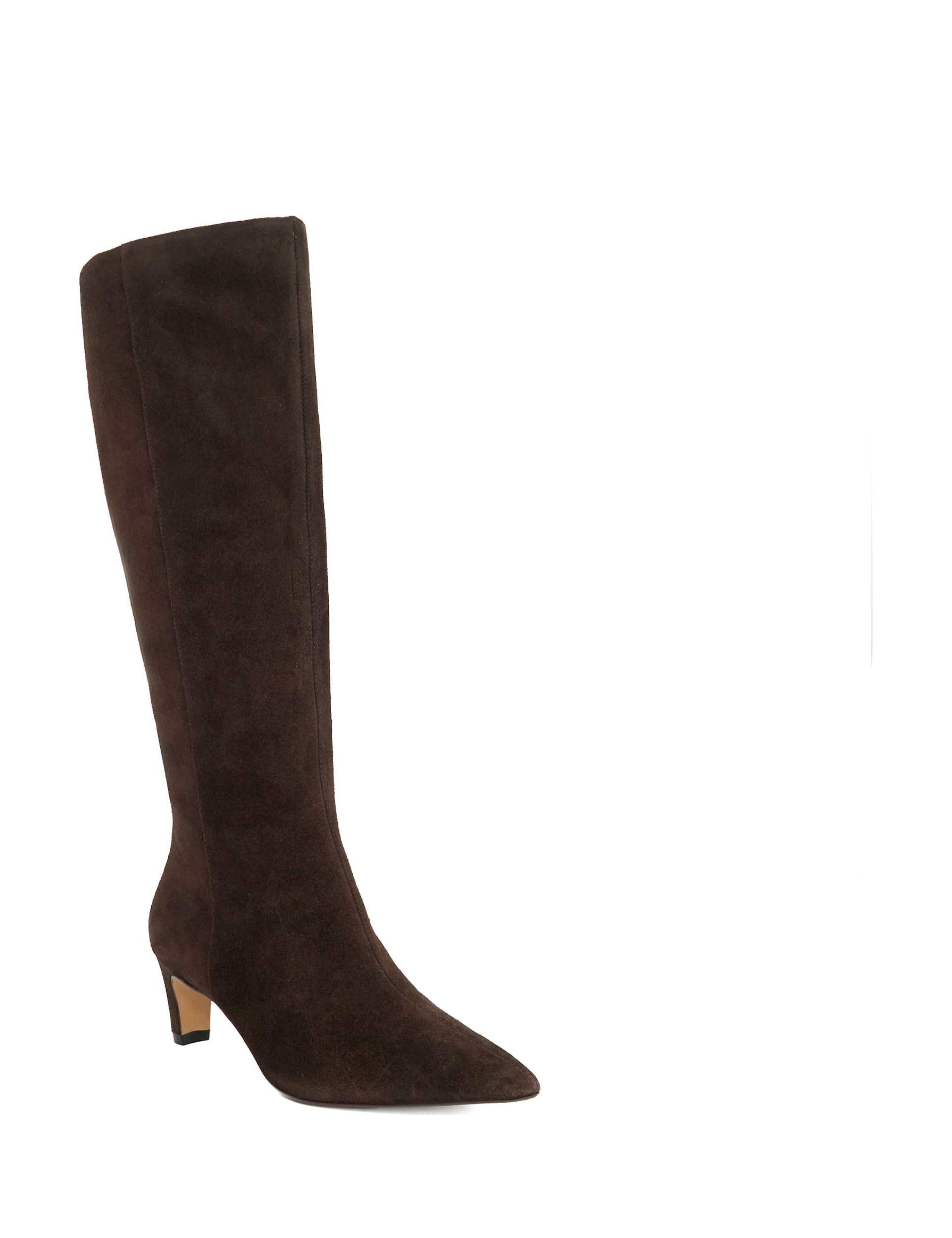 Wide Fit Leather Kitten Heel Knee High Boots 2 of 5