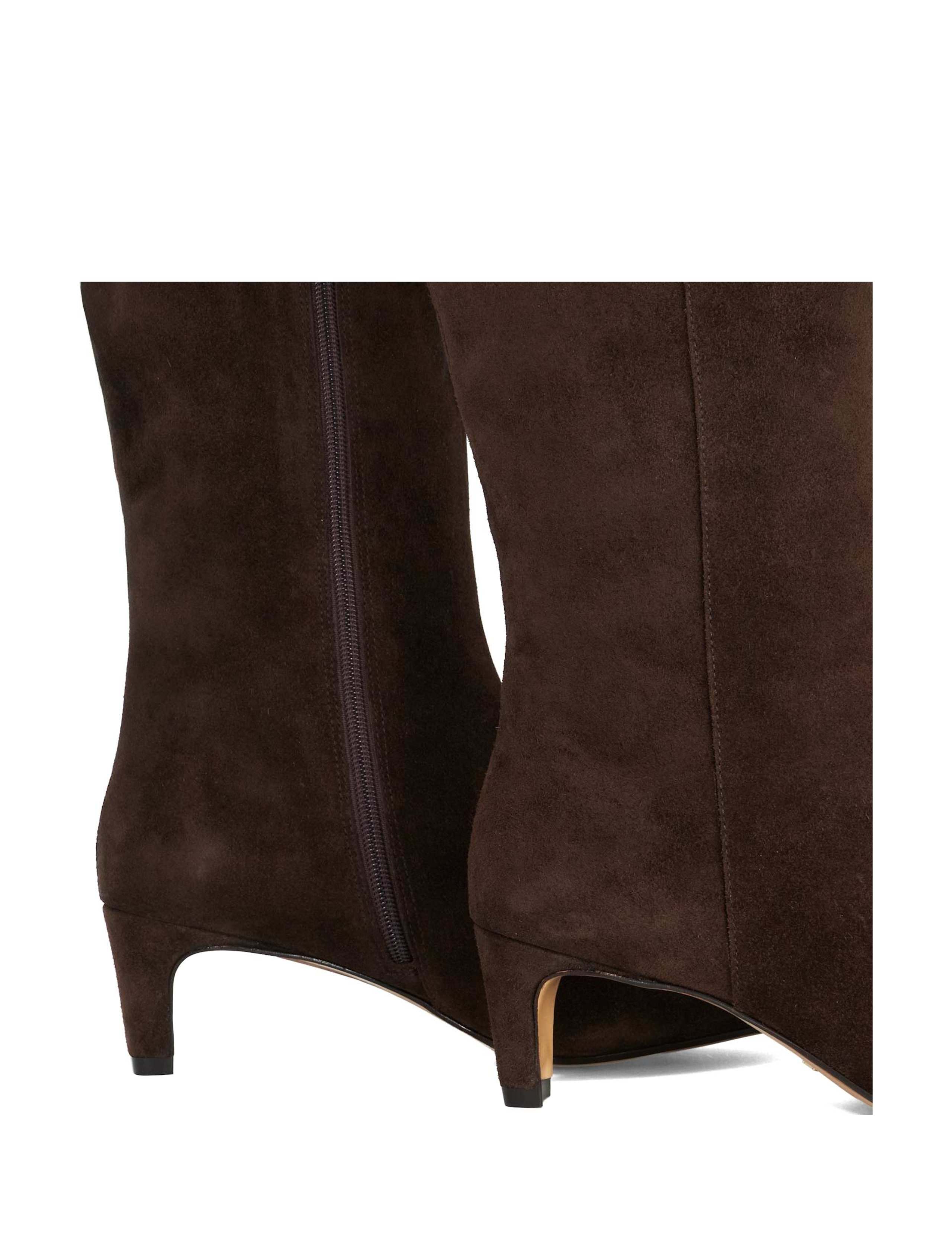 Wide Fit Leather Kitten Heel Knee High Boots 4 of 5