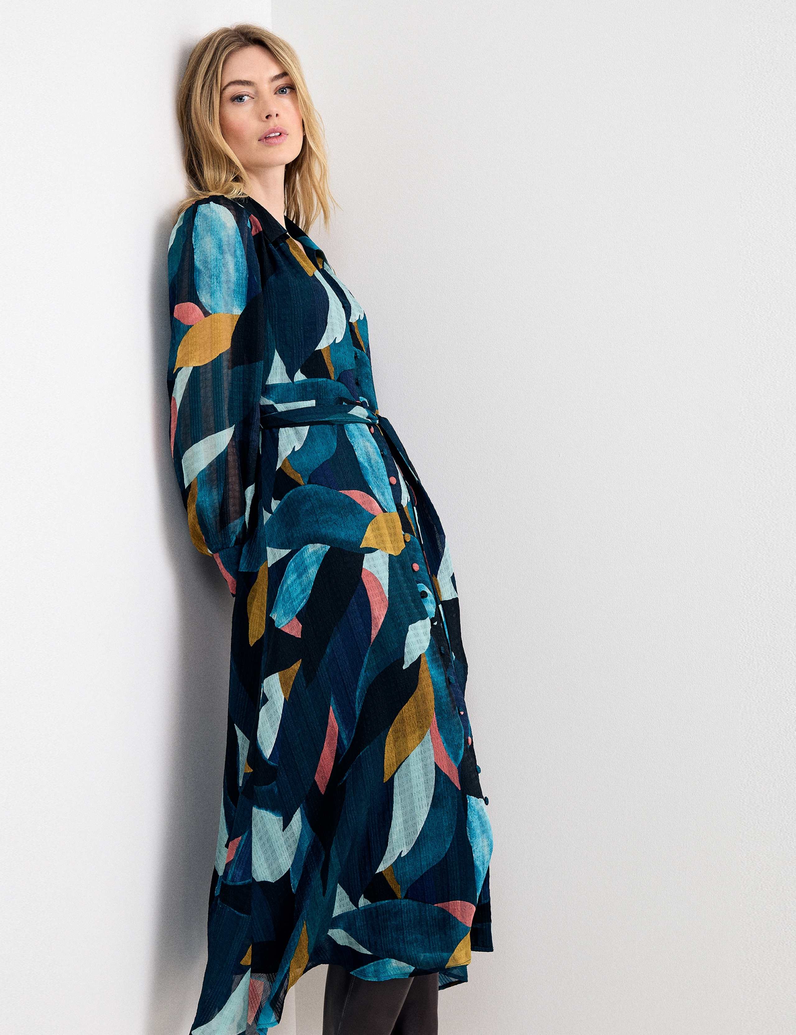Petal Print Belted Midi Shirt Dress 7 of 7