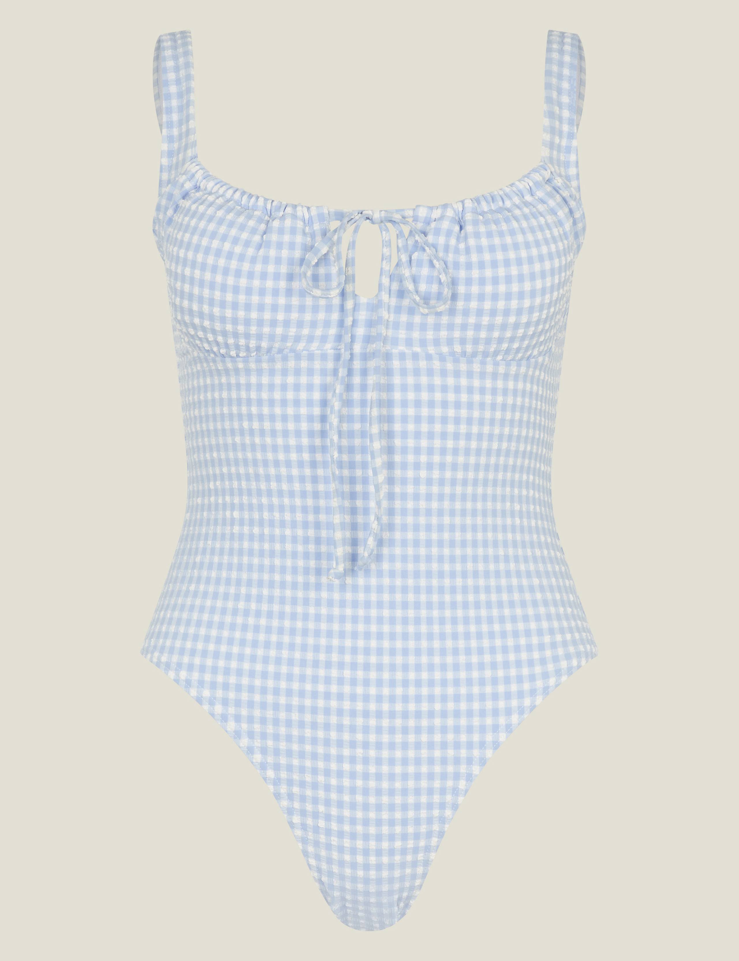 Gingham Padded Tie Detail Scoop Neck Swimsuit 2 of 4
