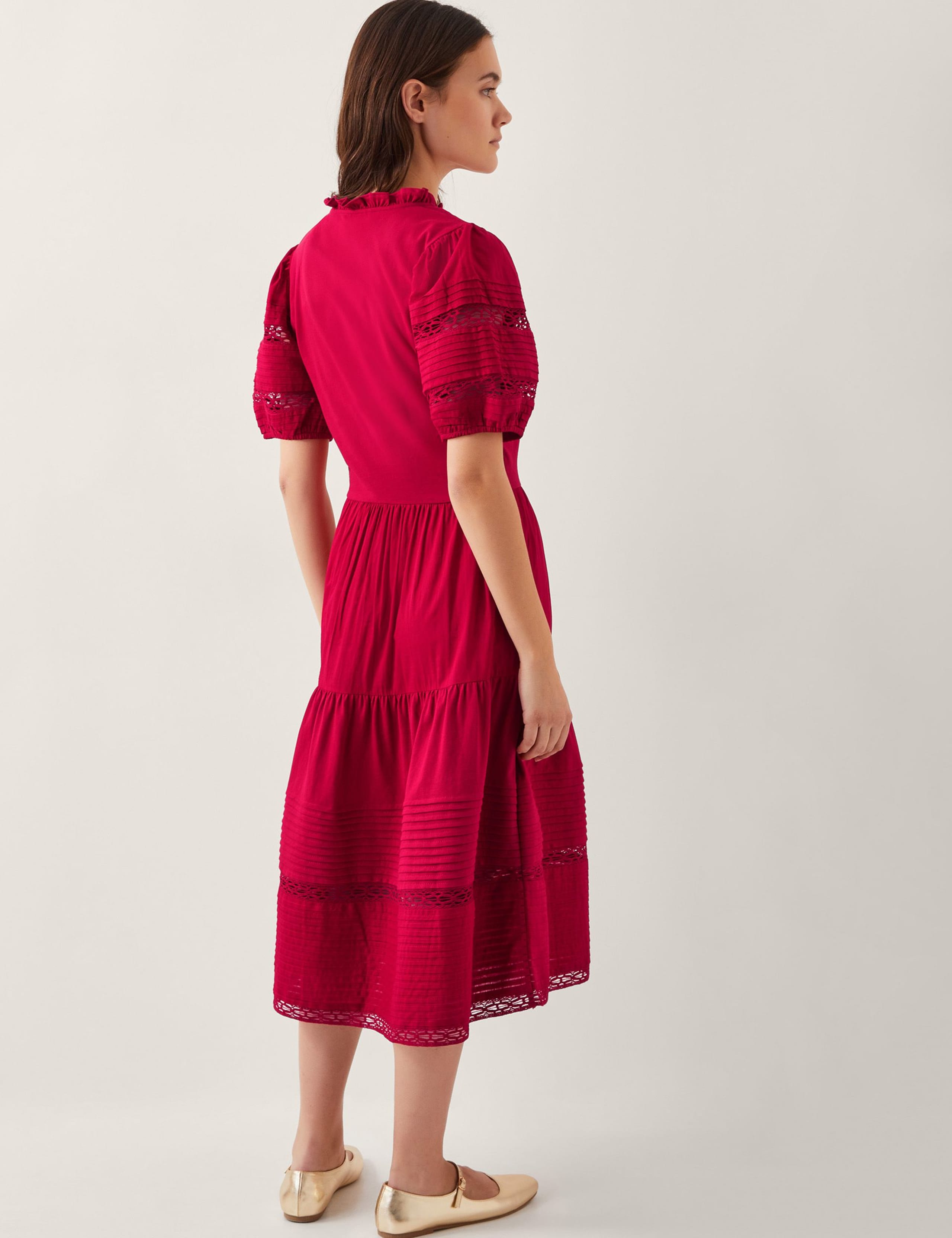 Pure Cotton V-Neck Midi Tiered Dress 2 of 4
