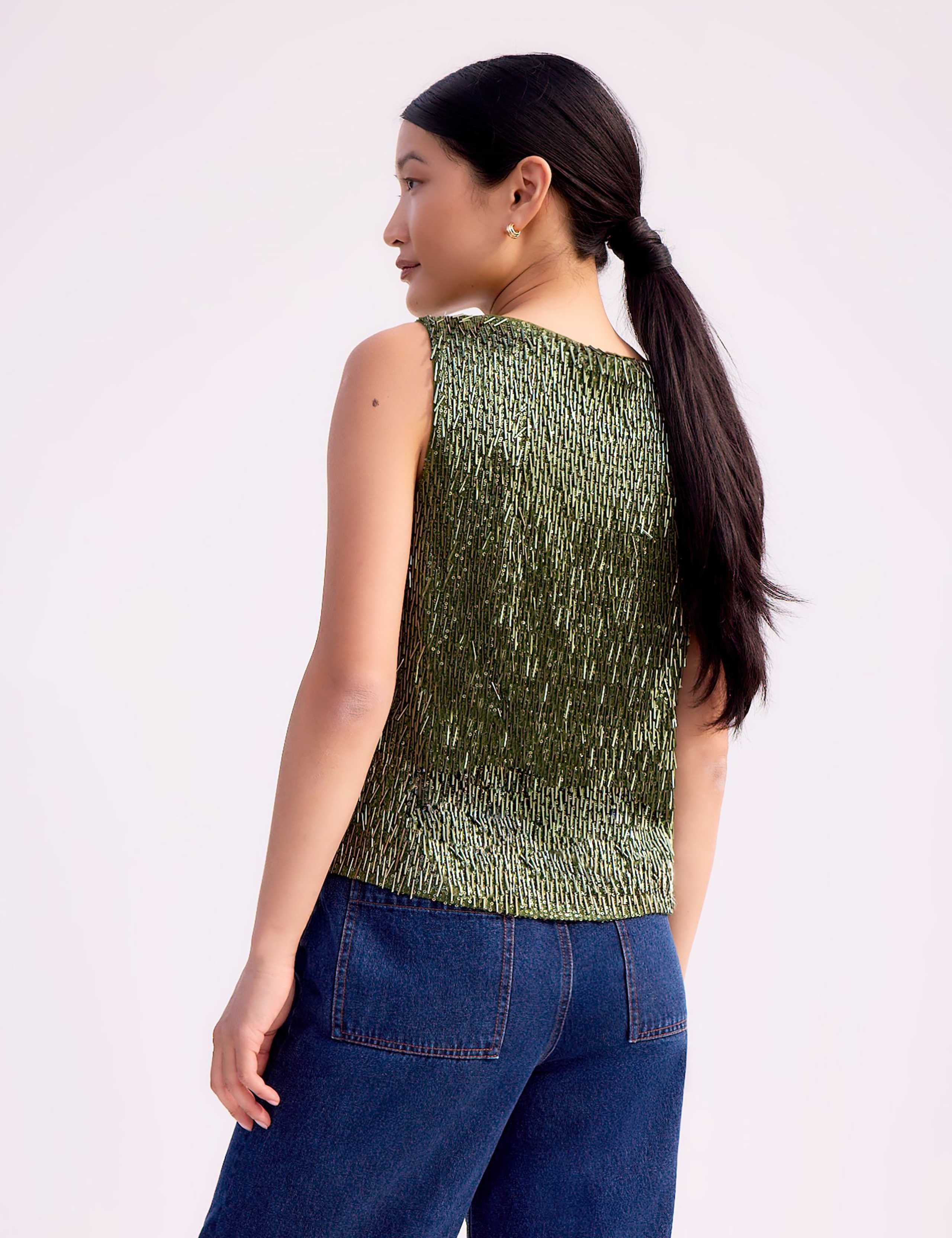 Sequin Round Neck Shell Top 4 of 4