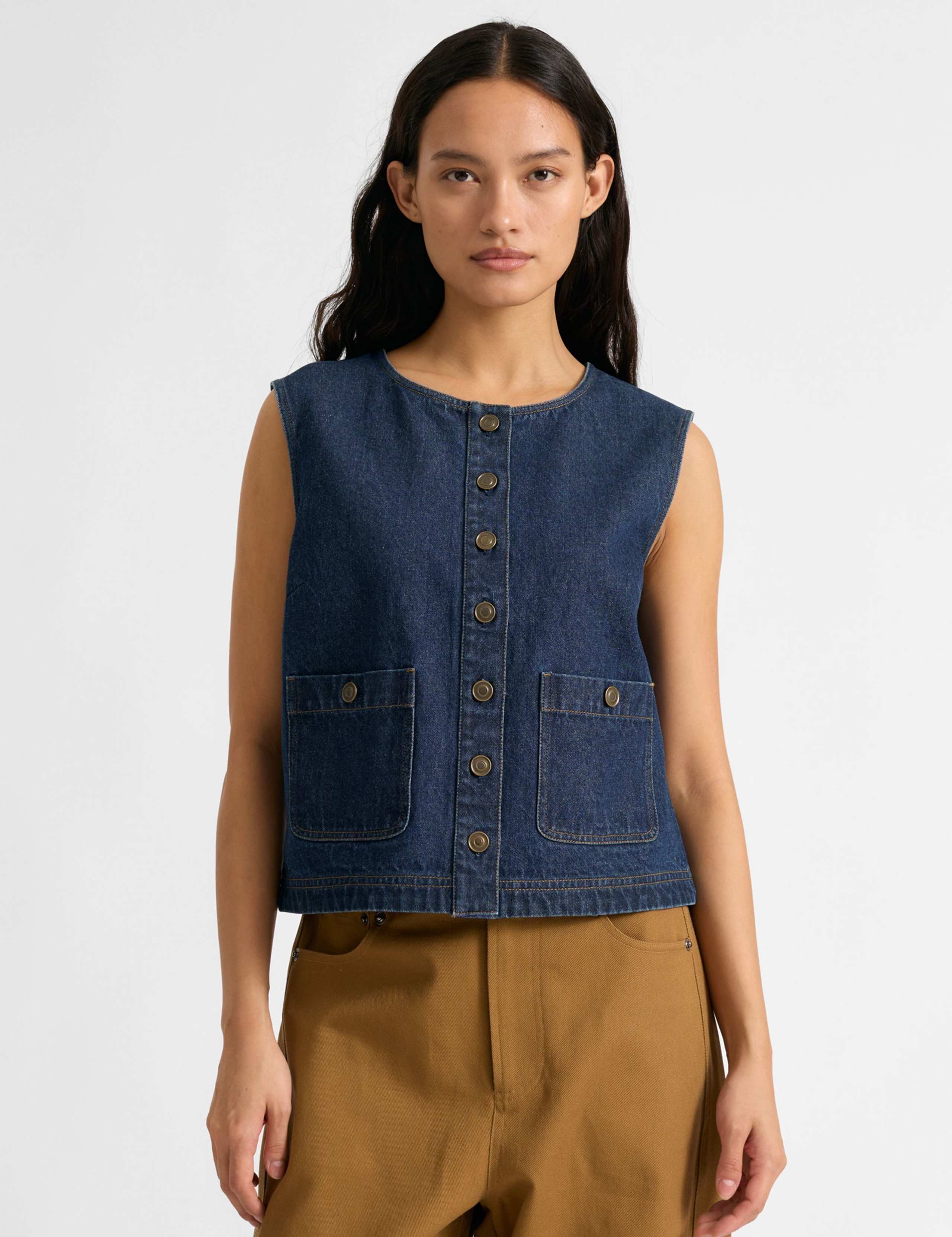 Denim Patch Pocket Waistcoat 1 of 4