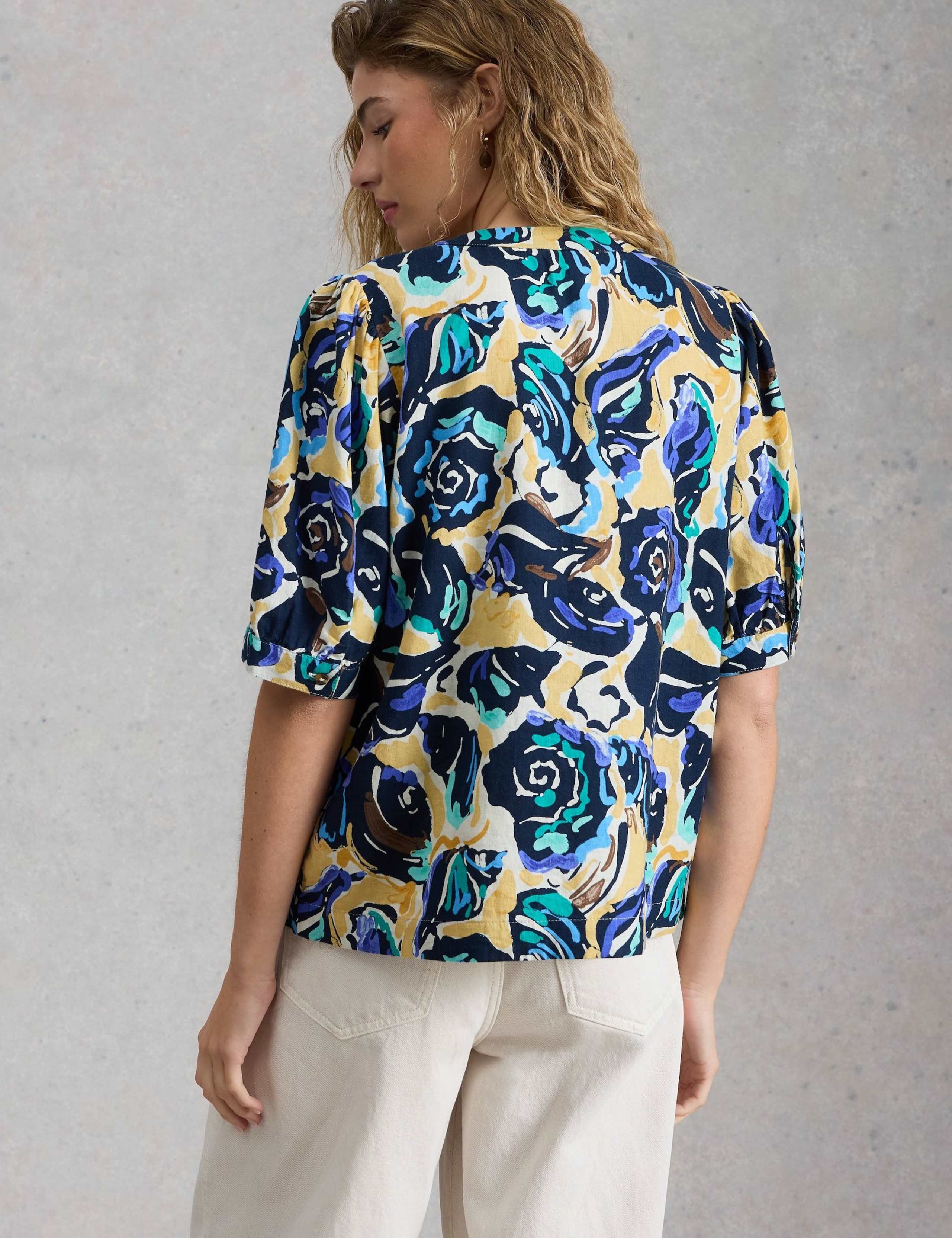 Pure Linen Printed V-Neck Top 3 of 6