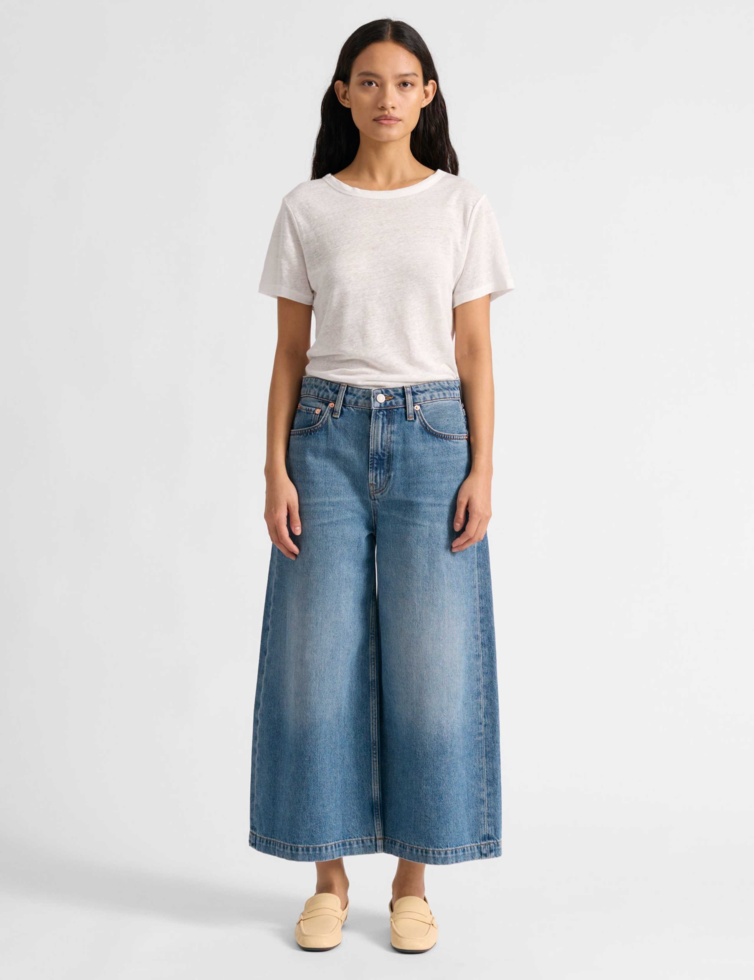 Denim Wide Leg Culottes 1 of 4