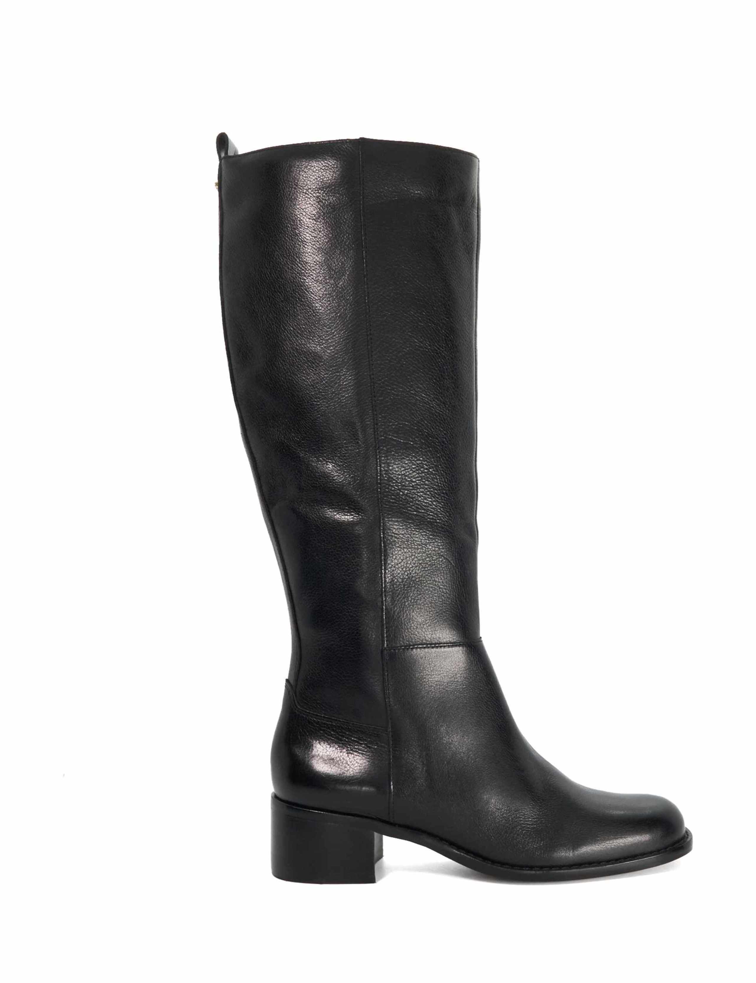 Wide Fit Leather Block Heel Knee High Boots 1 of 6