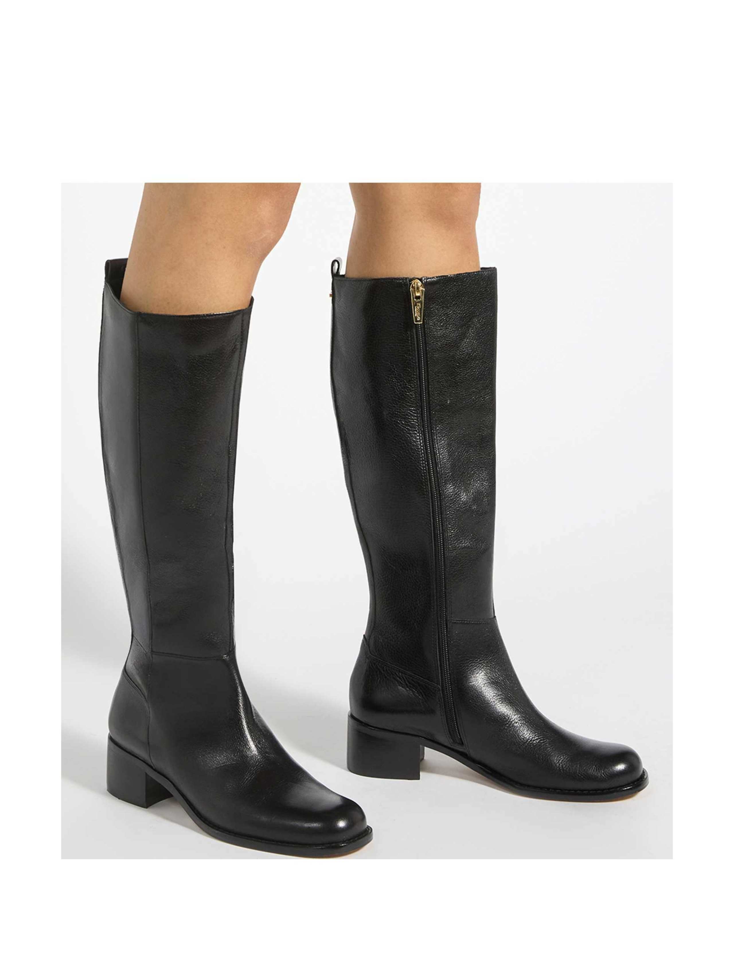 Wide Fit Leather Block Heel Knee High Boots 3 of 6
