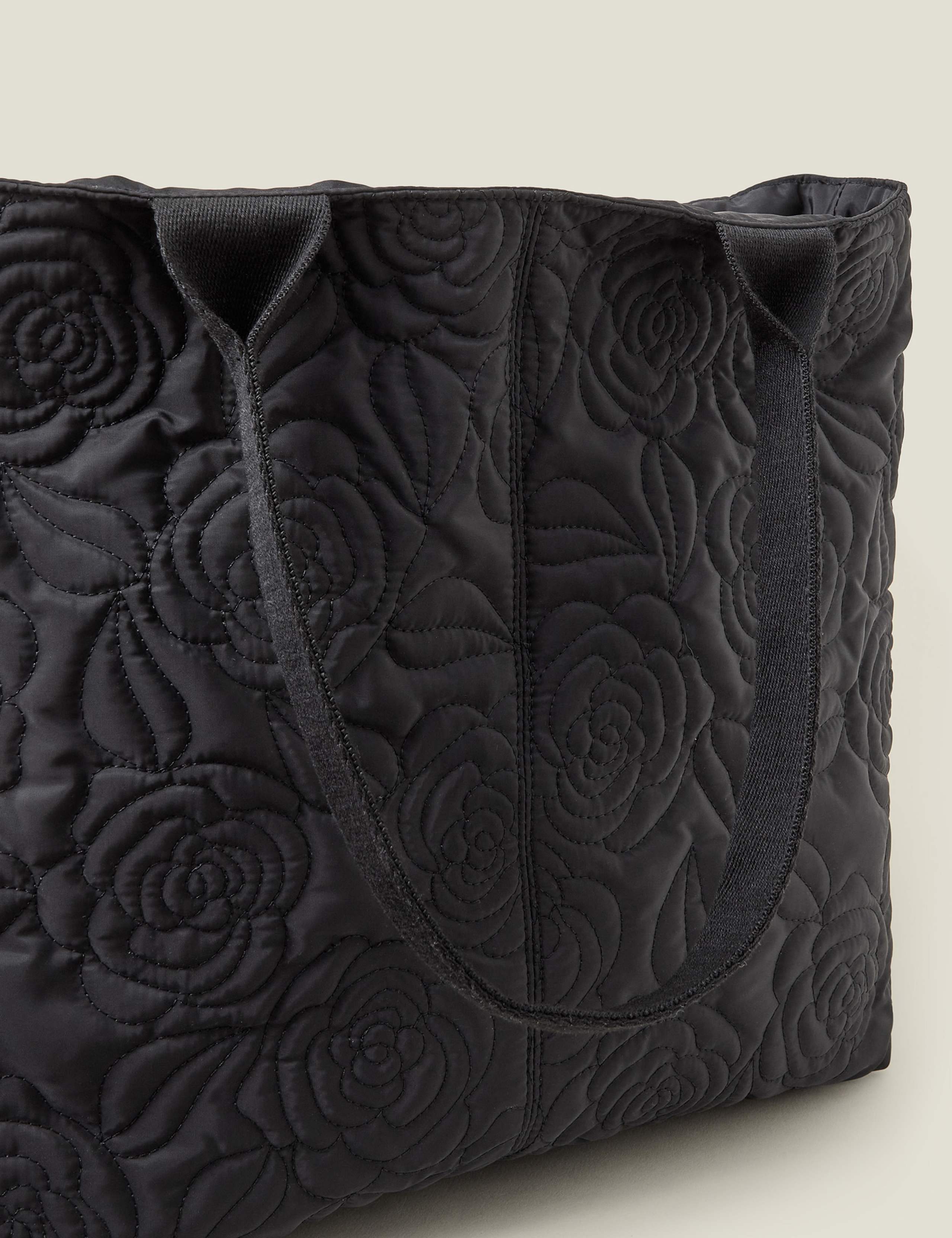 Nylon Floral Quilted Tote Bag 3 of 4