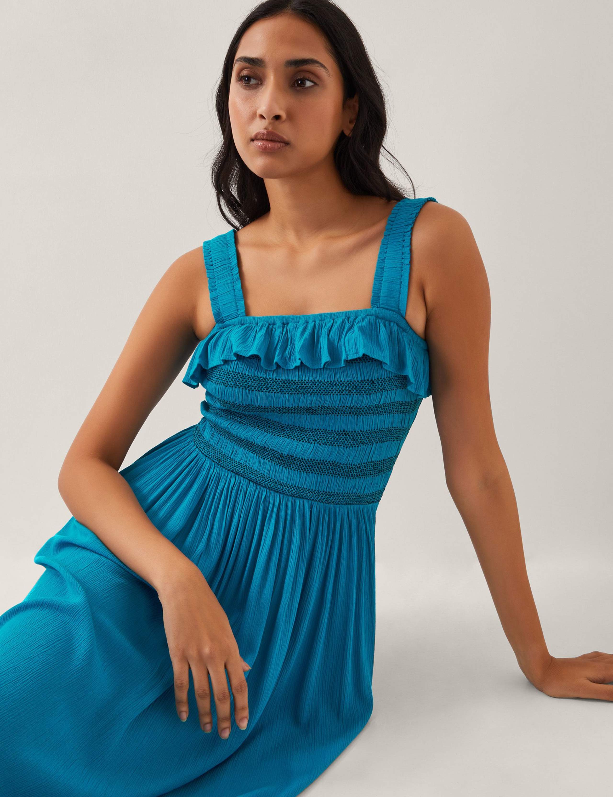 Square Neck Strapy Midi Smock Dress 2 of 4