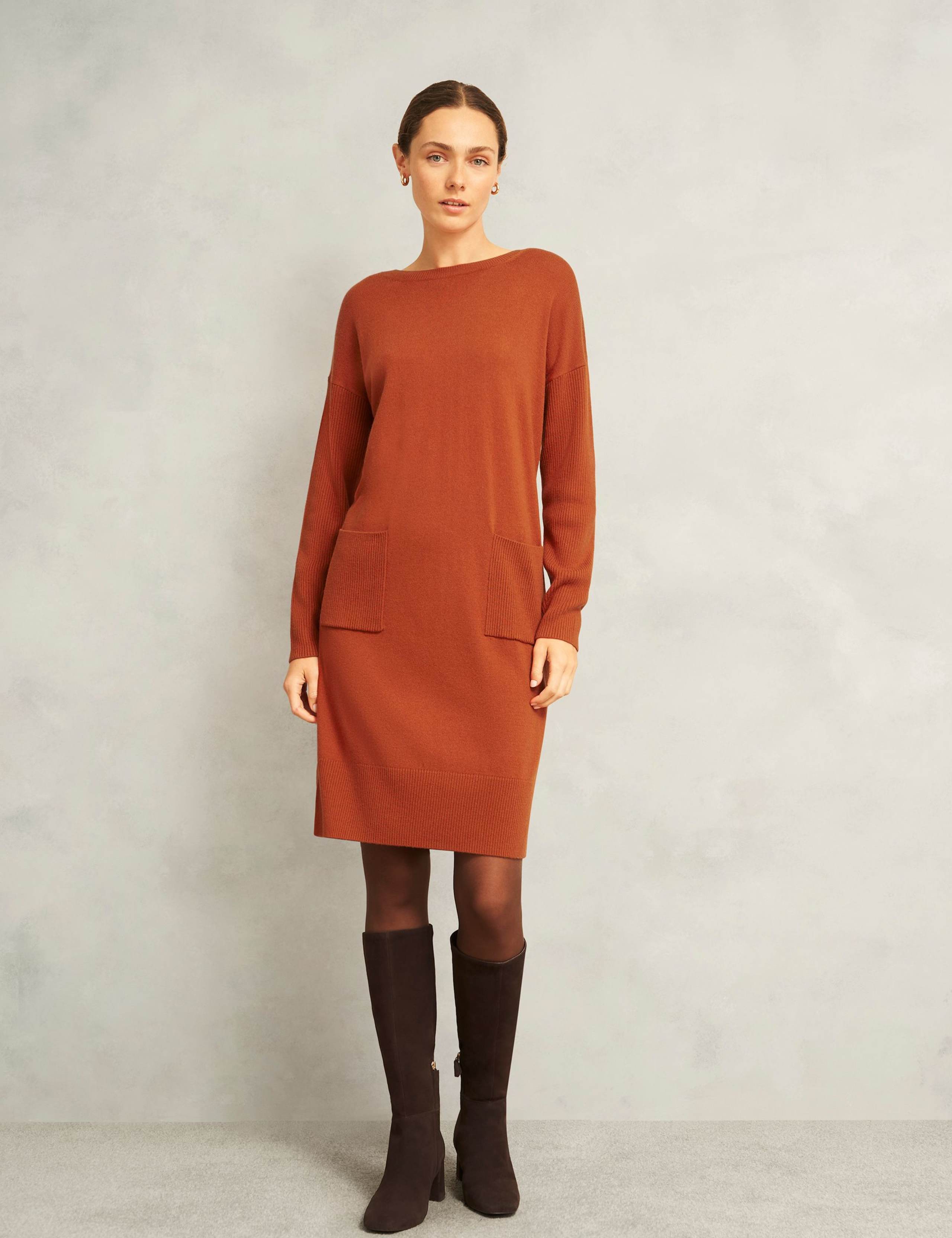 Merino Wool Blend Knee Length Jumper Dress 1 of 4