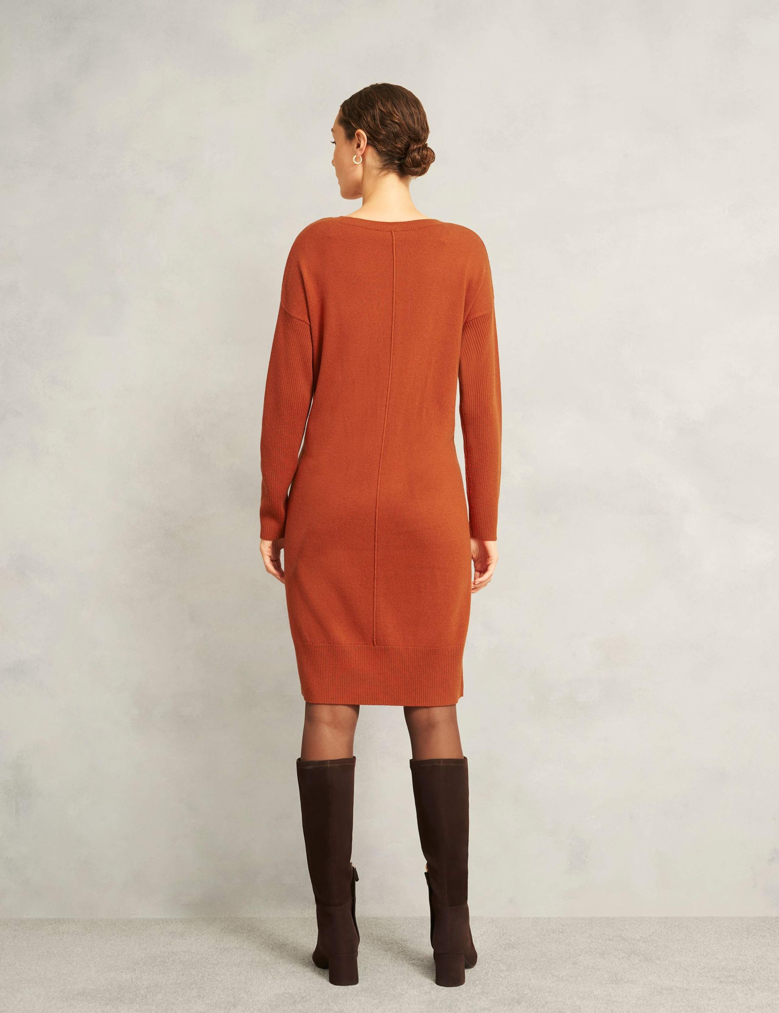Merino Wool Blend Knee Length Jumper Dress 3 of 4
