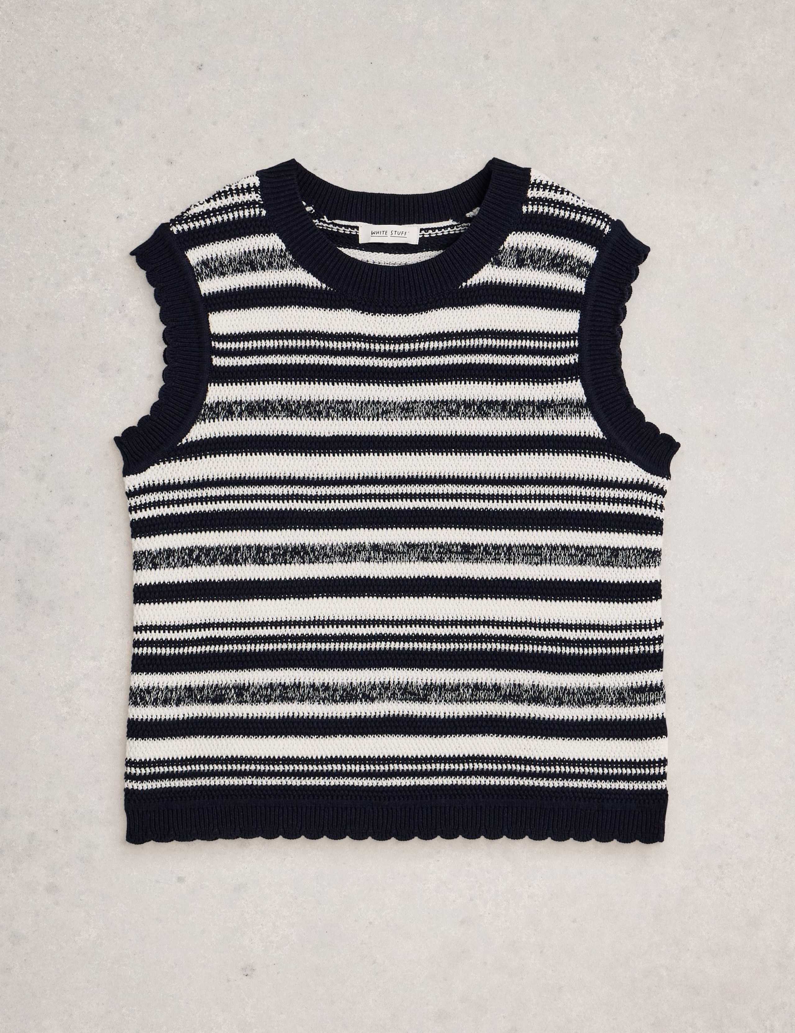 Pure Cotton Striped Knitted Vest 2 of 6