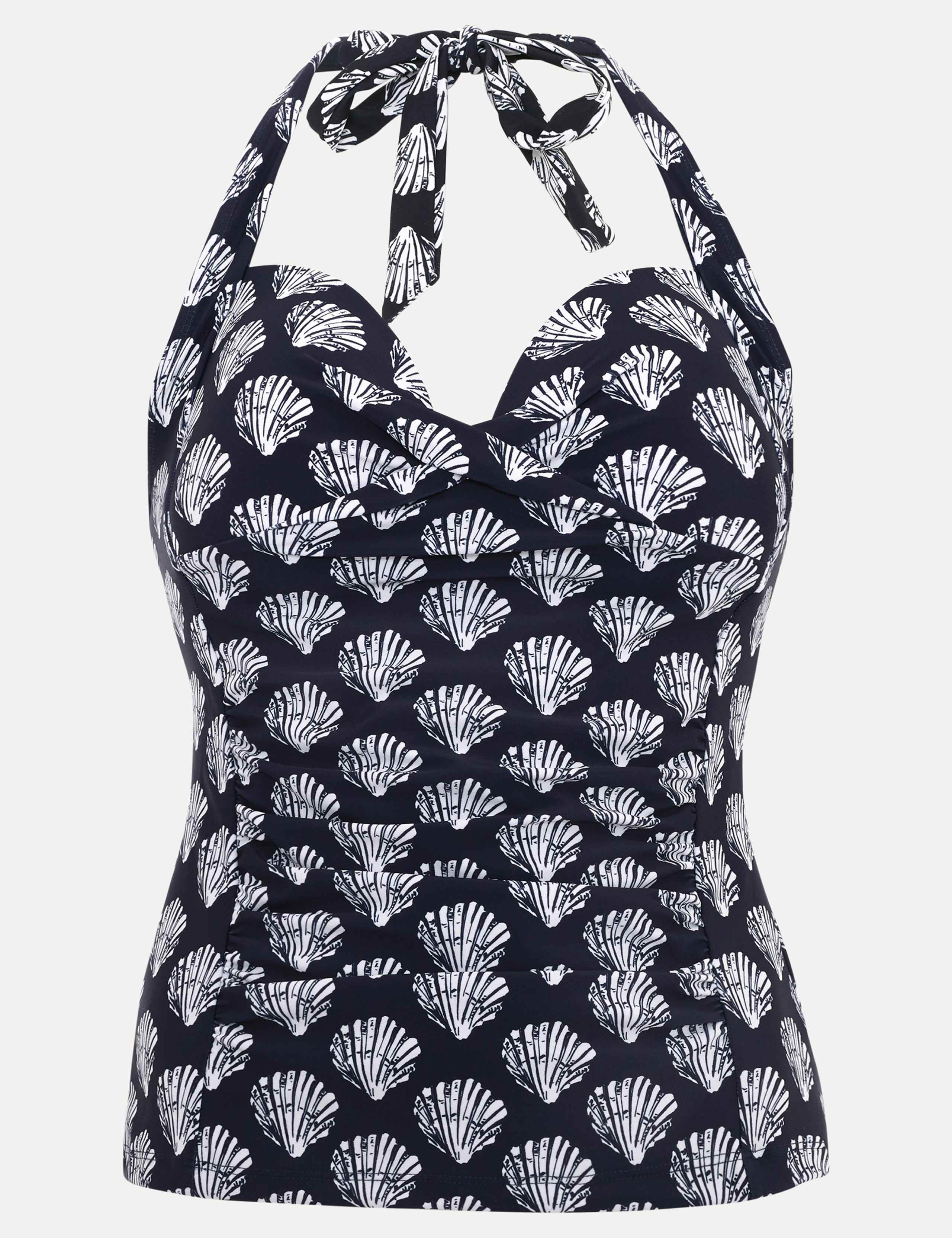 Shell Print Padded Halterneck Tankini Top 2 of 8