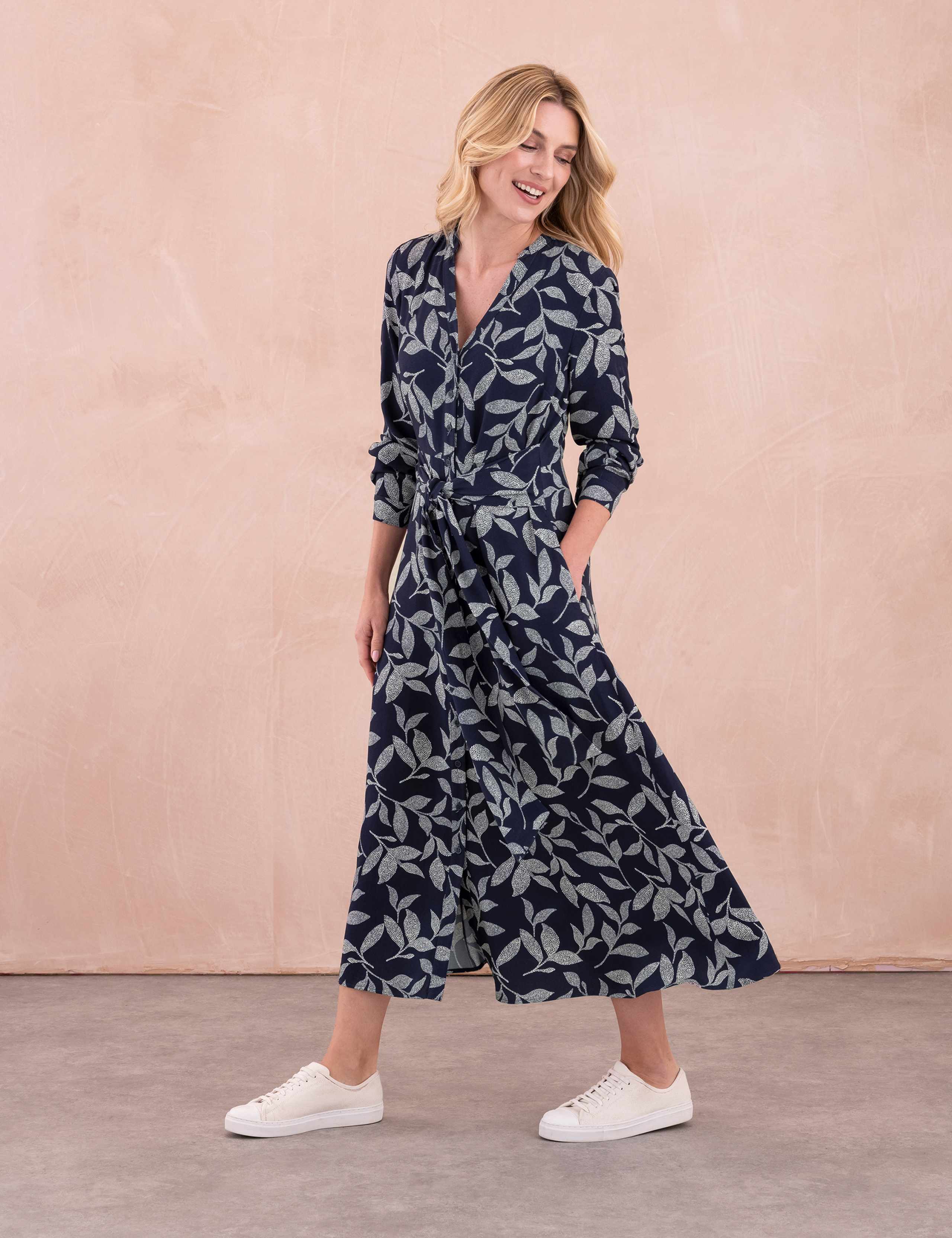 Floral V-Neck Midi Waisted Dress 1 of 6