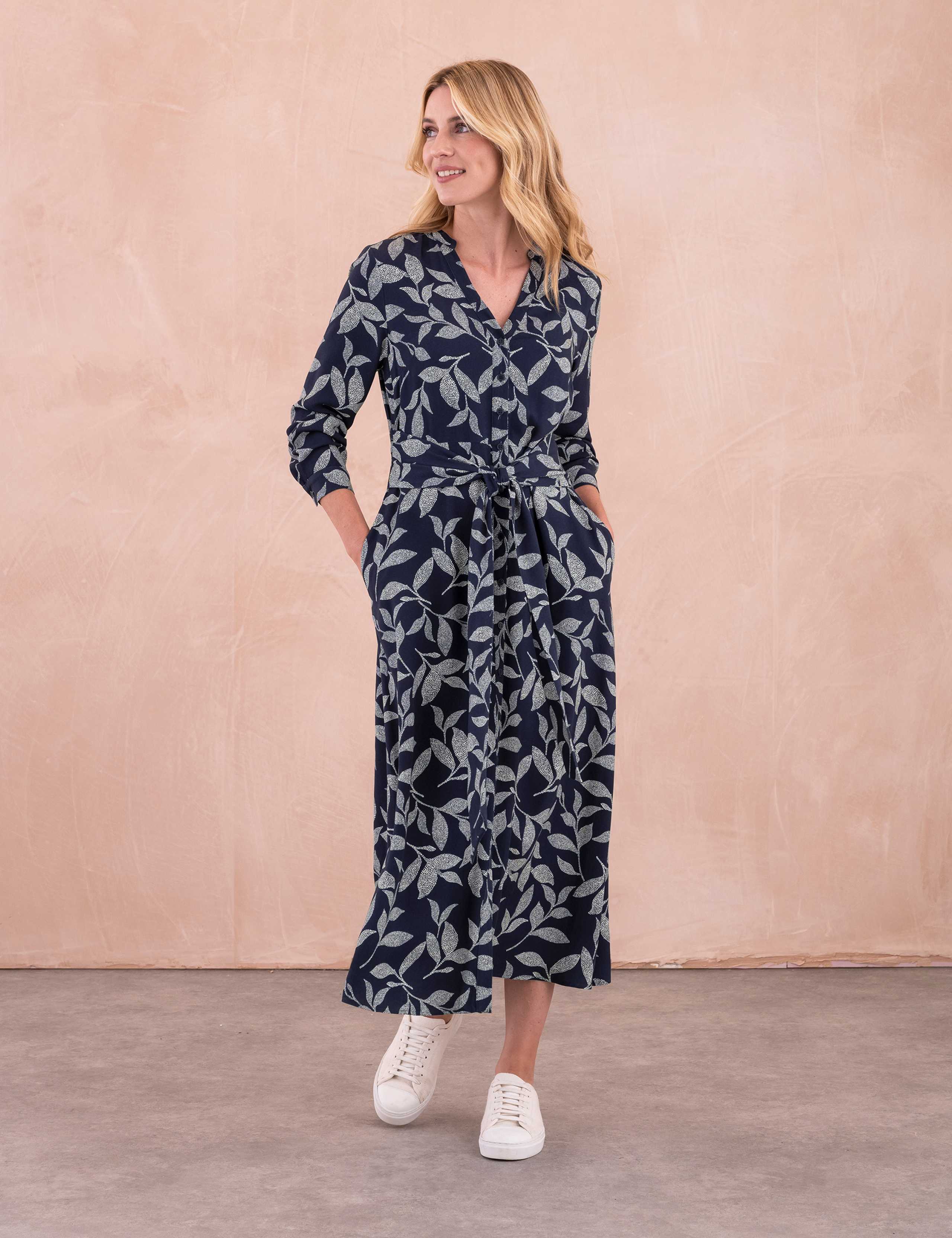 Floral V-Neck Midi Waisted Dress 6 of 6