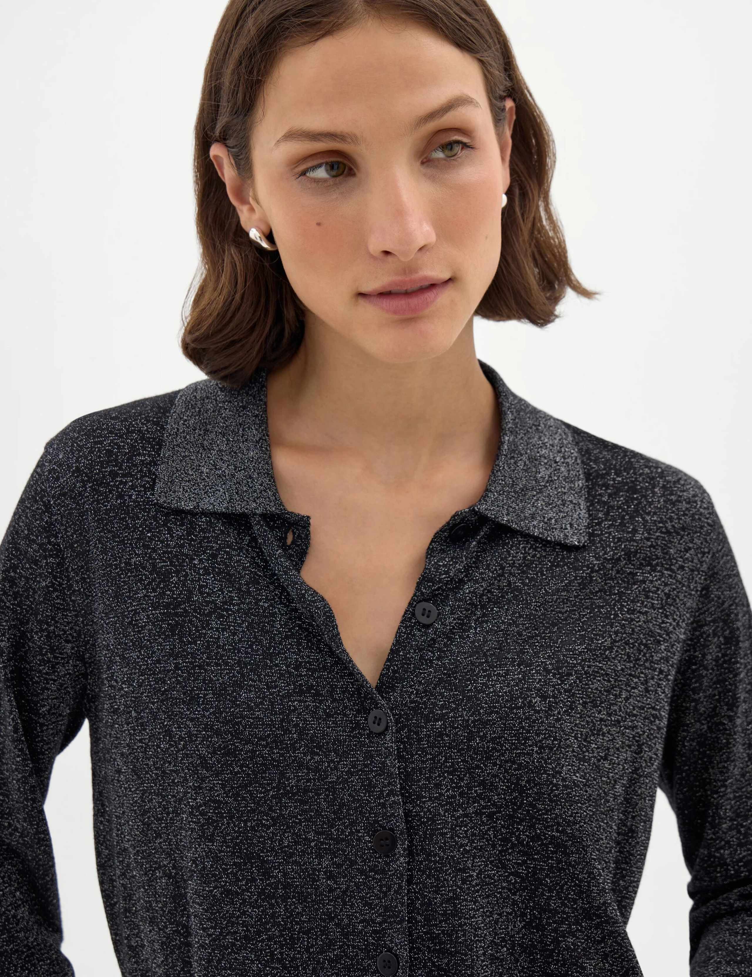 Metallic Knitted Collared Cardigan 5 of 5