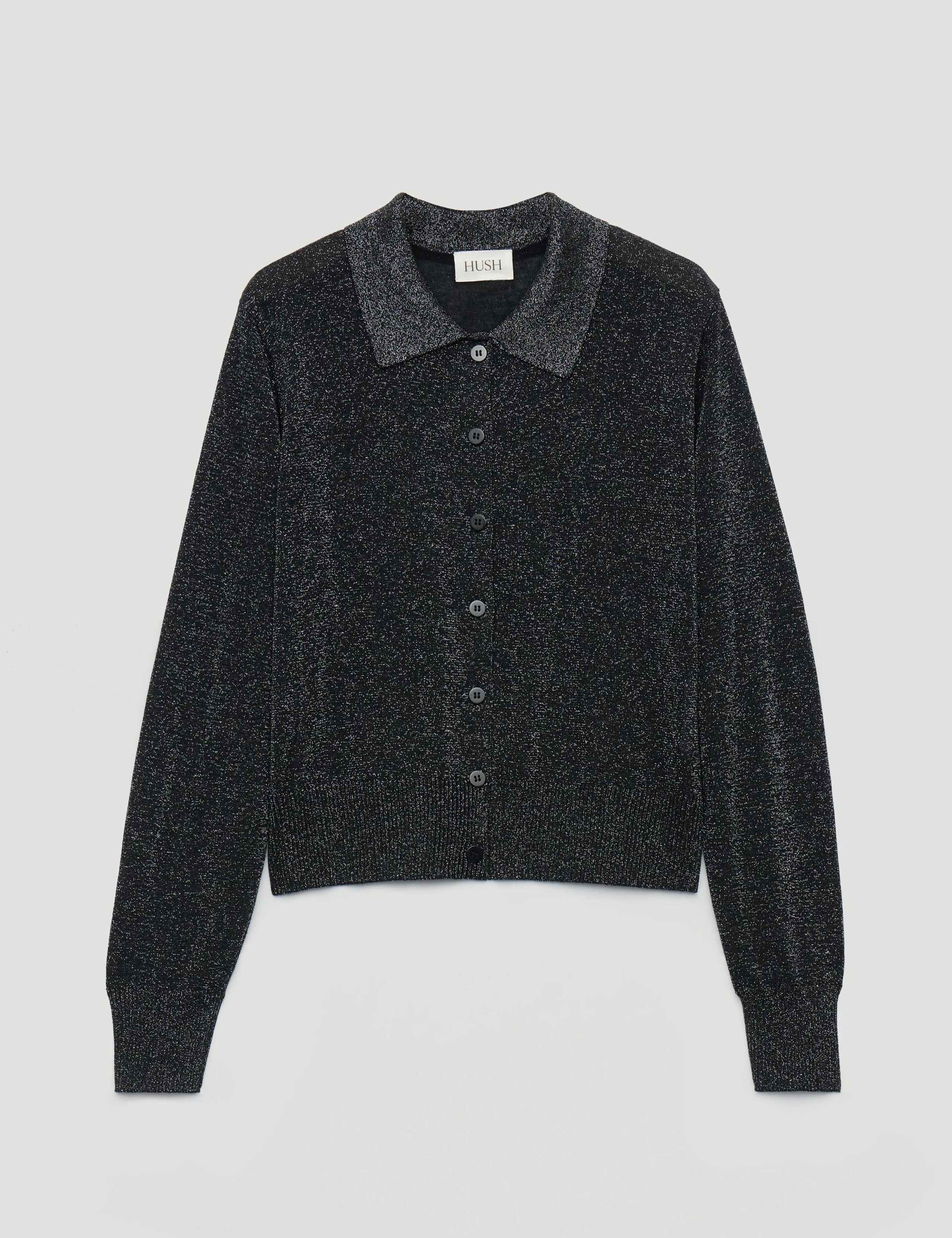 Metallic Knitted Collared Cardigan 2 of 5
