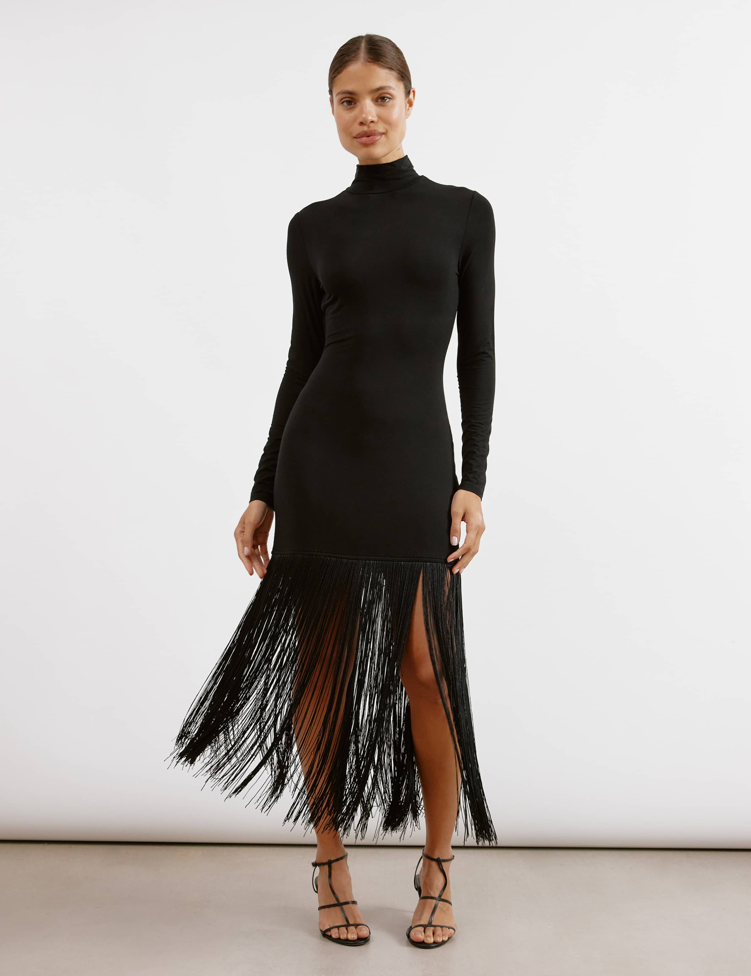 Funnel Neck Midi Bodycon Dress 1 of 4