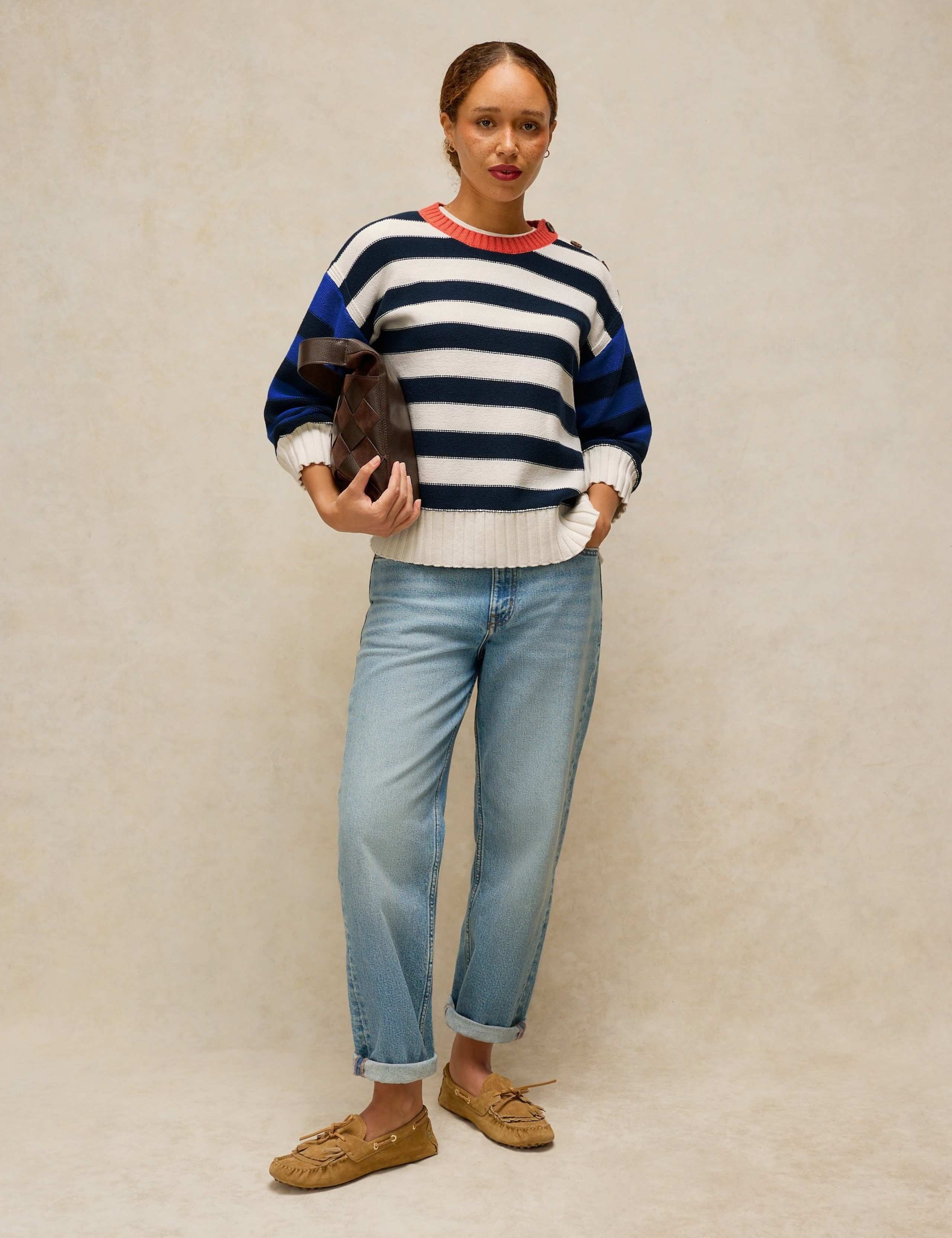 Pure Cotton Colour Block Striped Jumper 3 of 6