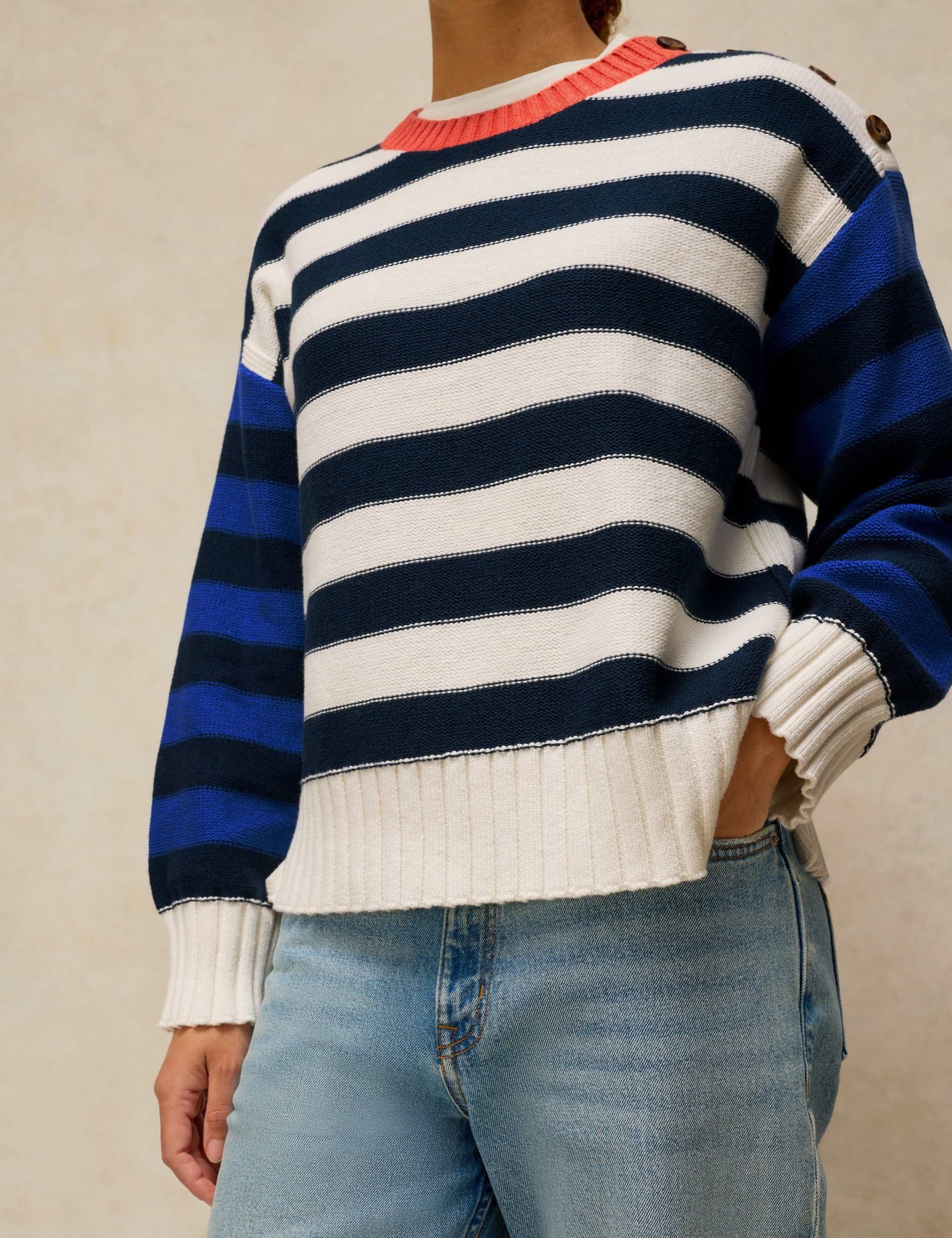 Pure Cotton Colour Block Striped Jumper 5 of 6