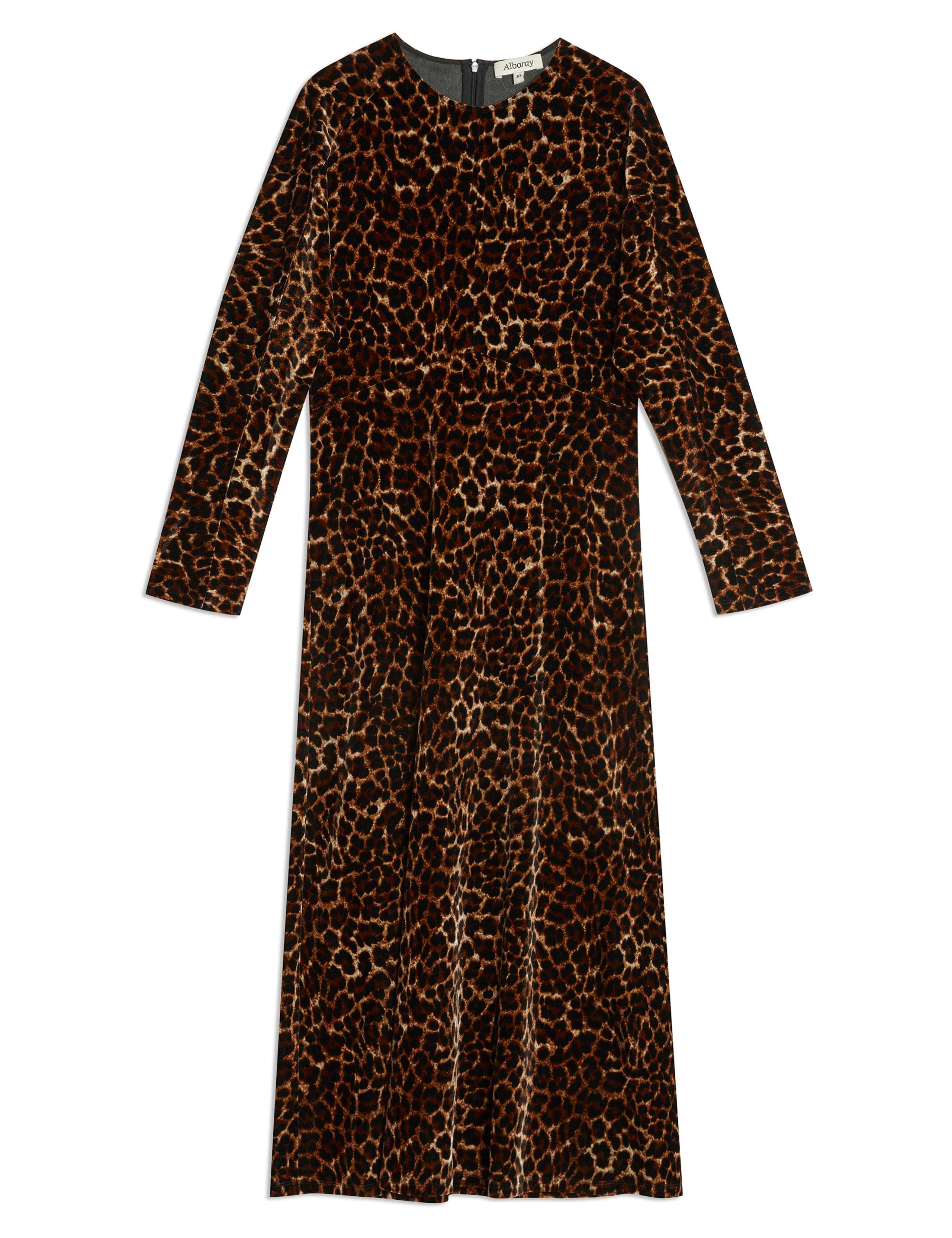 Velvet Animal Print Midi Bodycon Dress 2 of 5