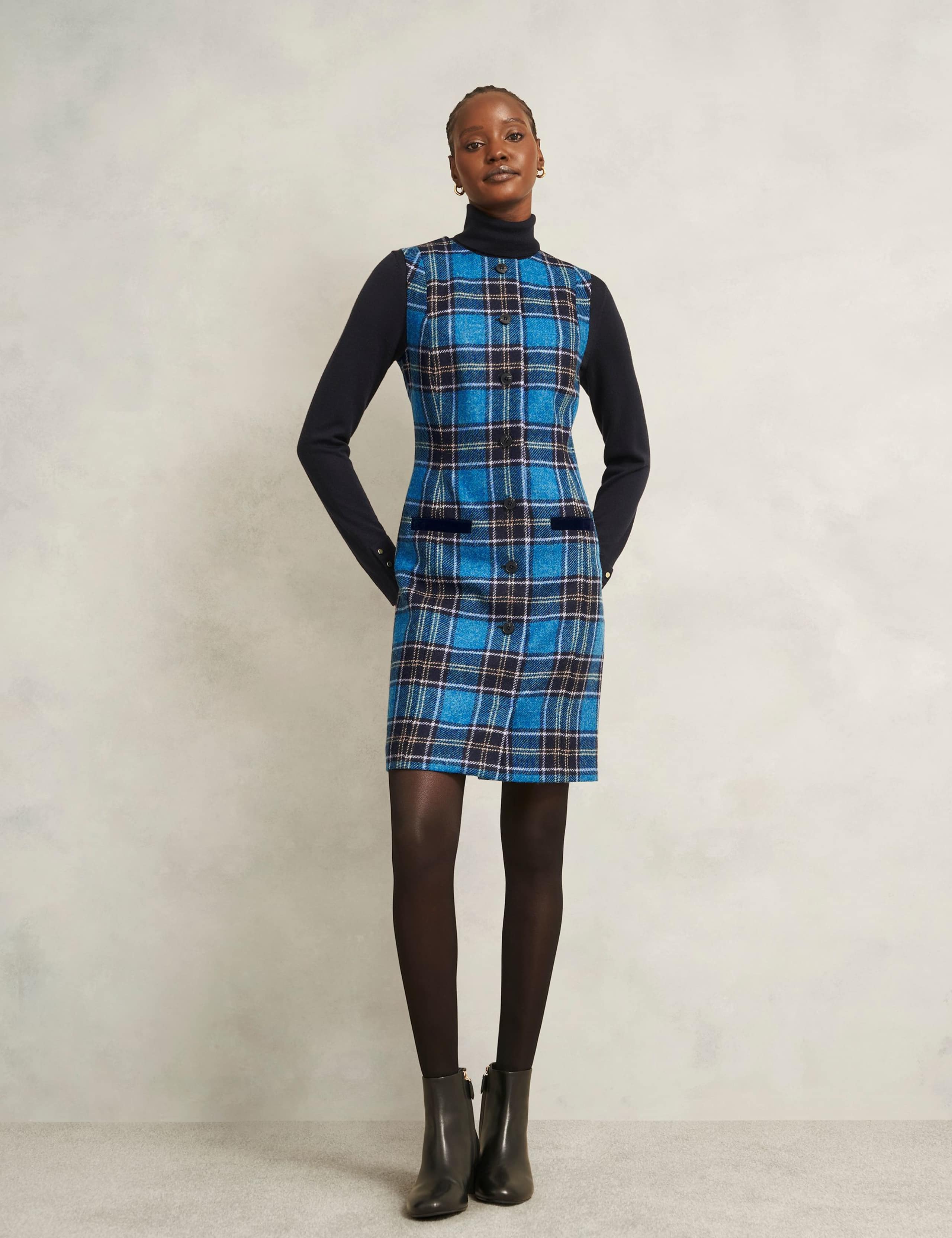 Pure Wool Checked Mini Shift Dress 5 of 7