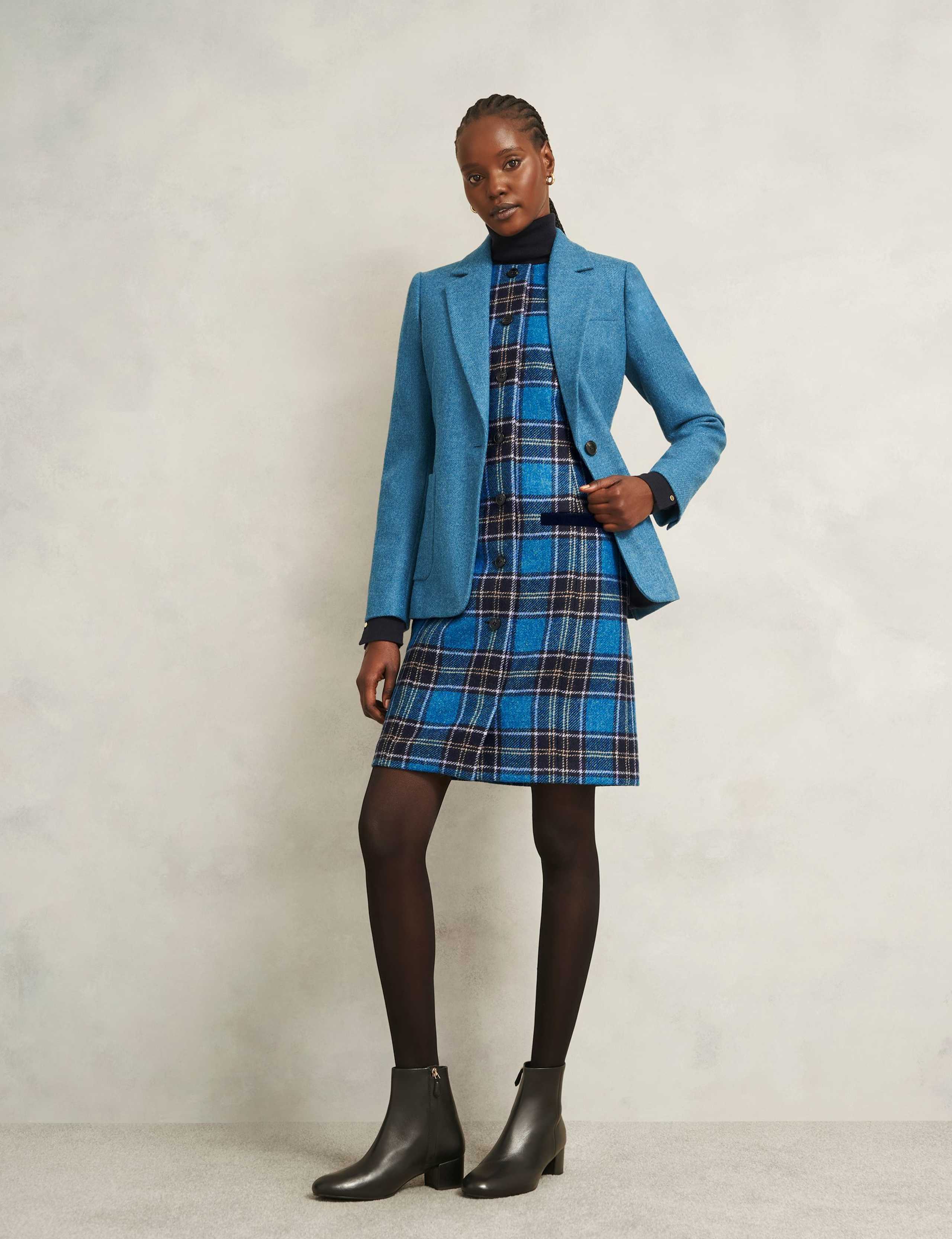 Pure Wool Checked Mini Shift Dress 6 of 7