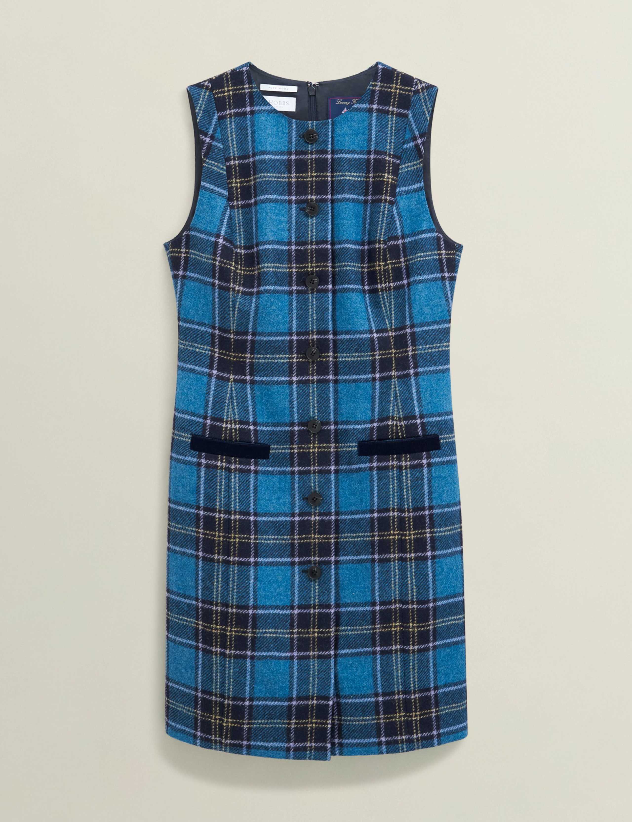 Pure Wool Checked Mini Shift Dress 2 of 7