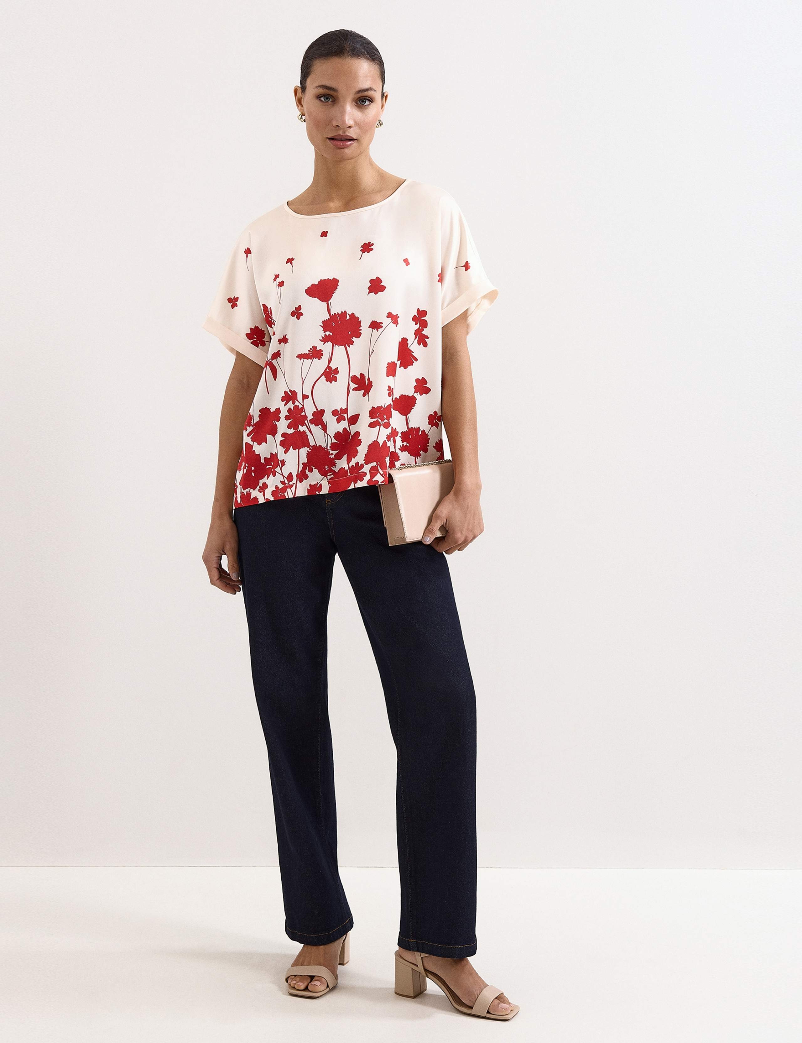Satin & Jersey Floral Top 4 of 5