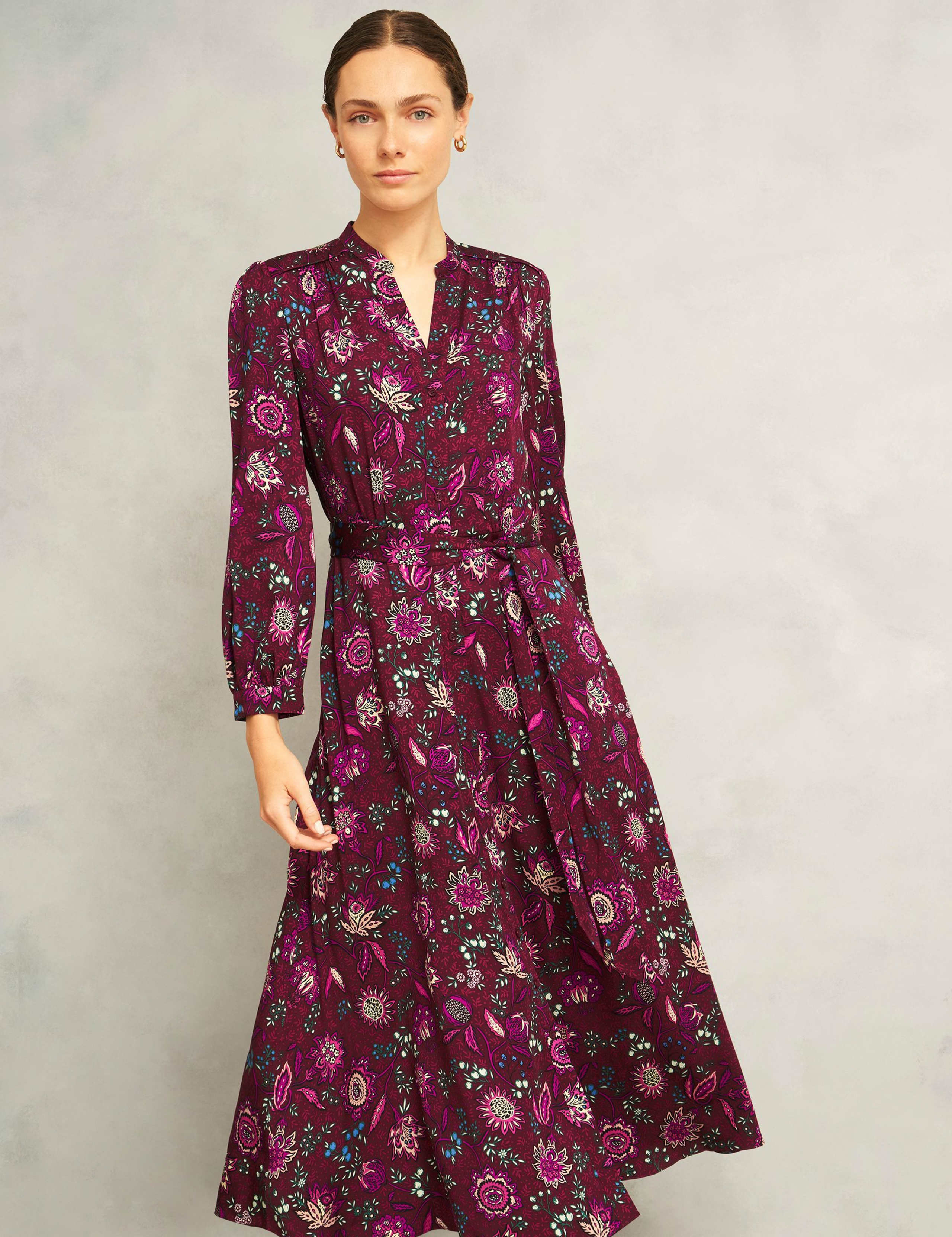 Floral V-Neck Midi Skater Dress 3 of 5