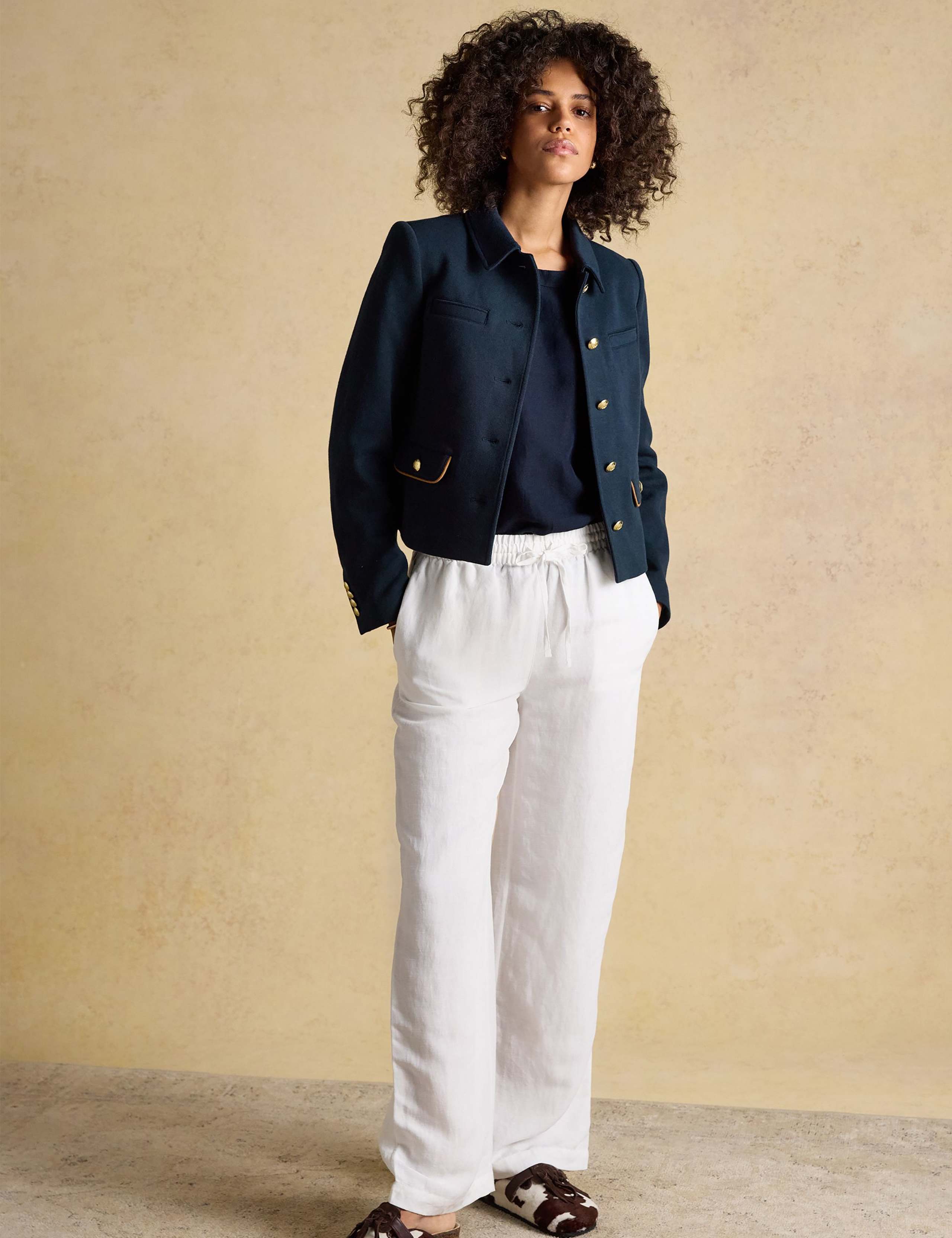 Linen Blend Round Neck Blouse 3 of 6