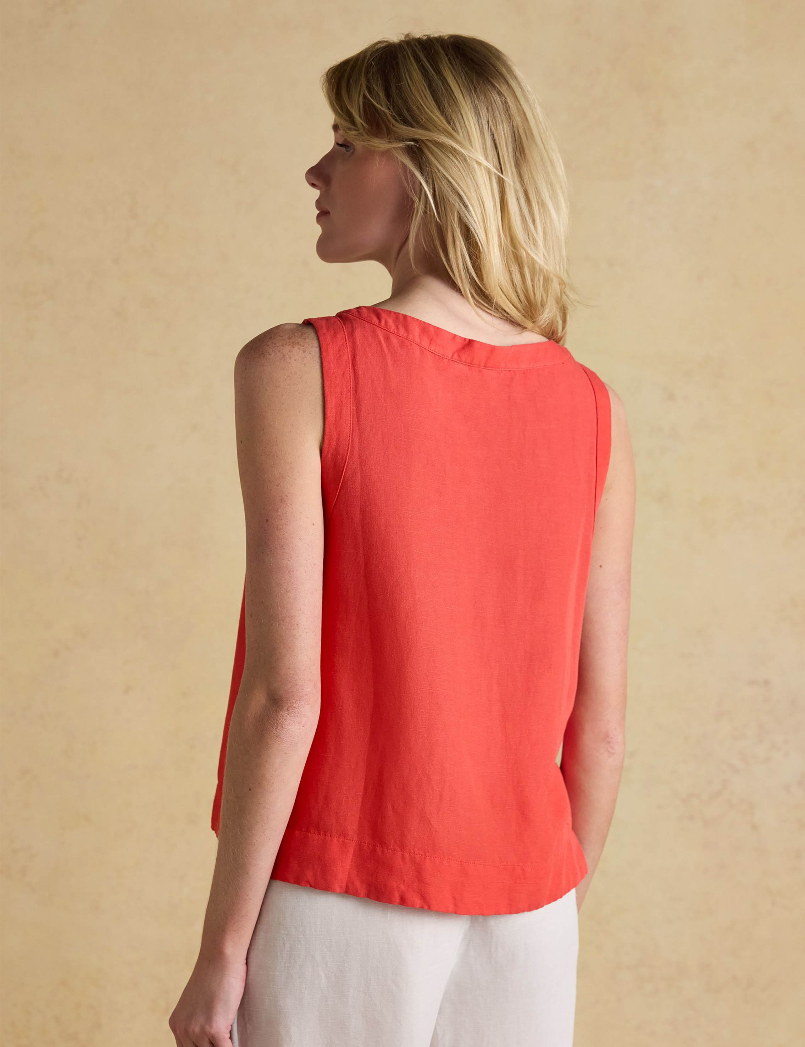 Linen Blend Round Neck Blouse 5 of 7