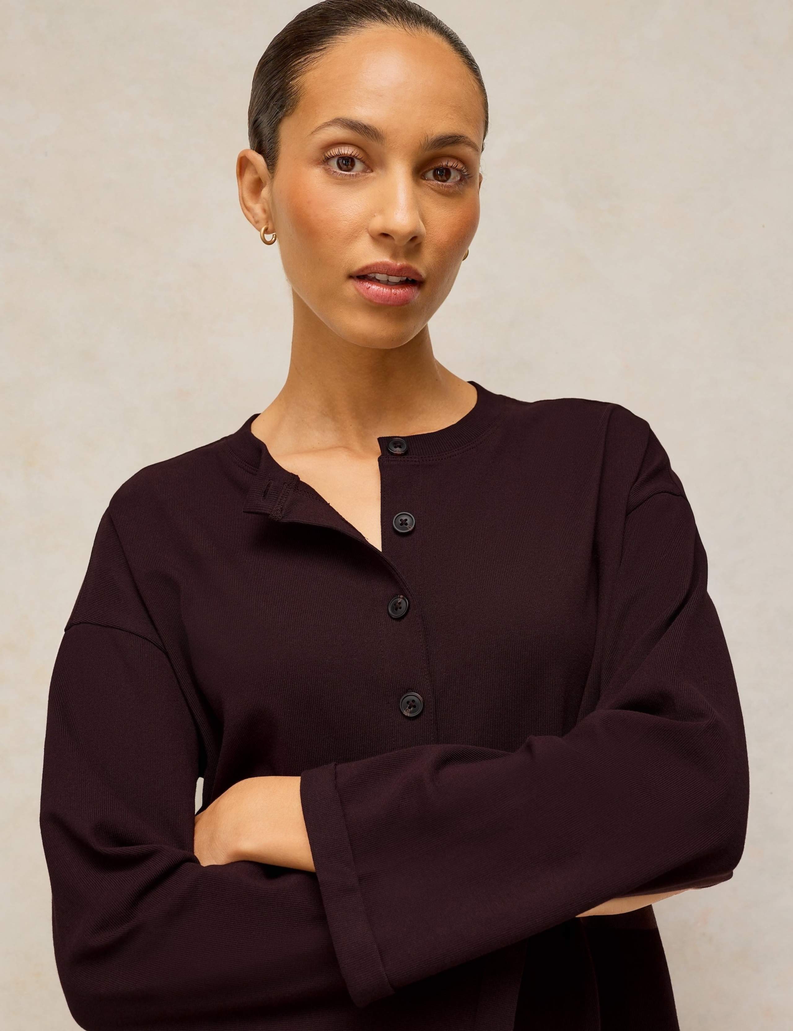 Pure Cotton Ribbed Button Through T-Shirt 5 of 6