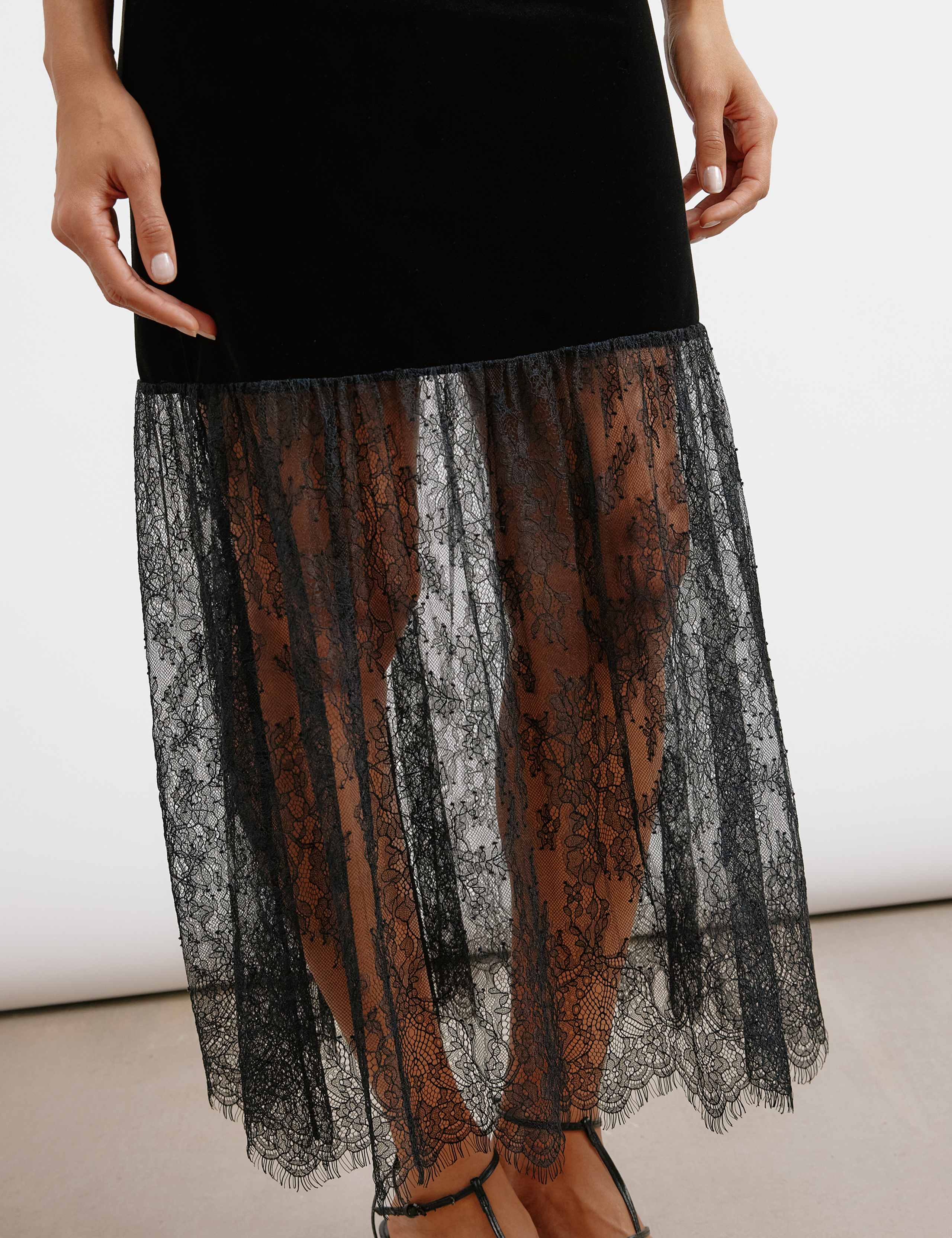 Velvet & Lace Bandeau Midi Skater Dress 5 of 5
