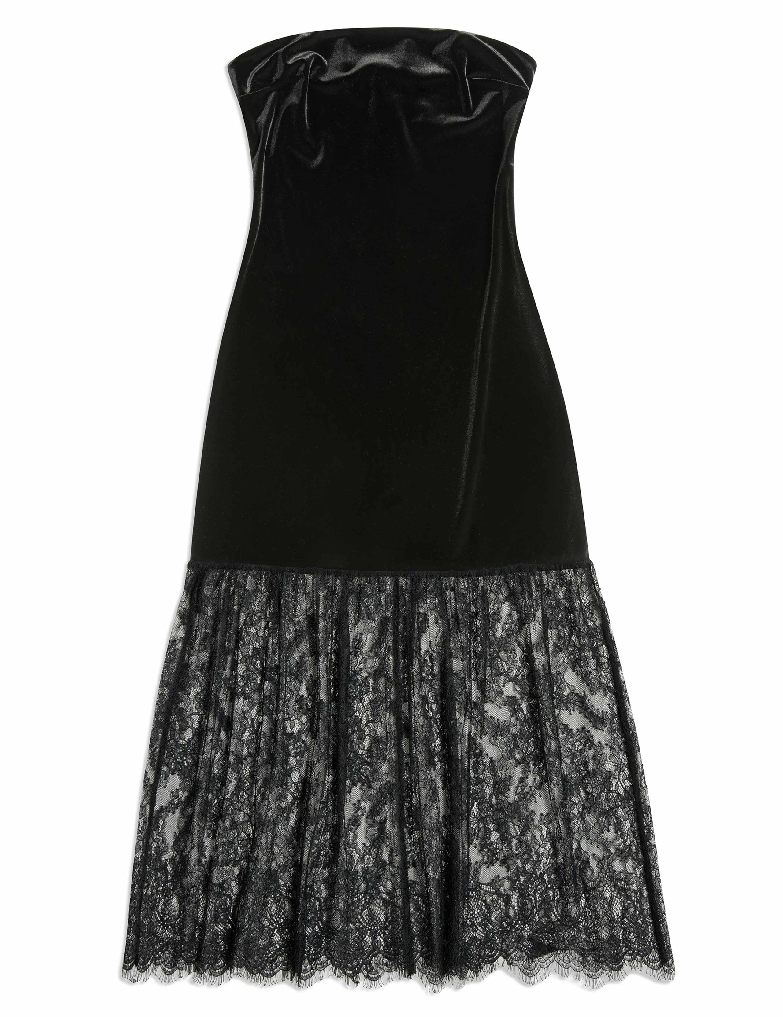 Velvet & Lace Bandeau Midi Skater Dress 2 of 5