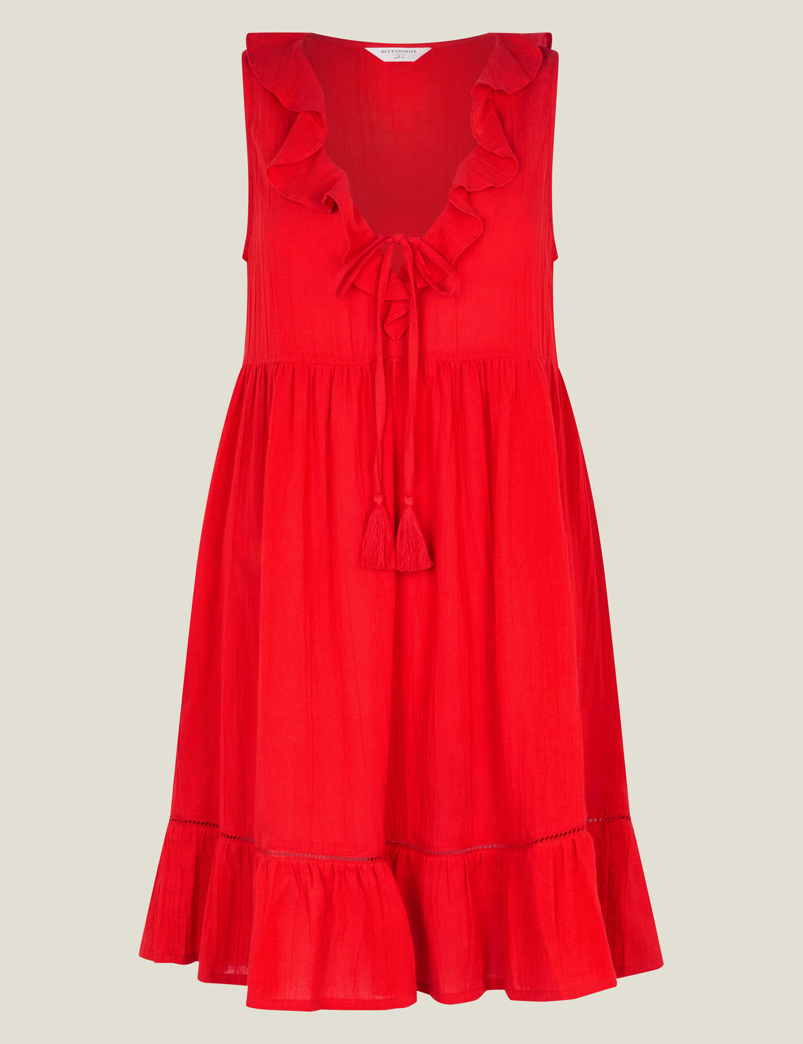 Pure Cotton V-Neck Ruffle Mini Beach Dress 2 of 4