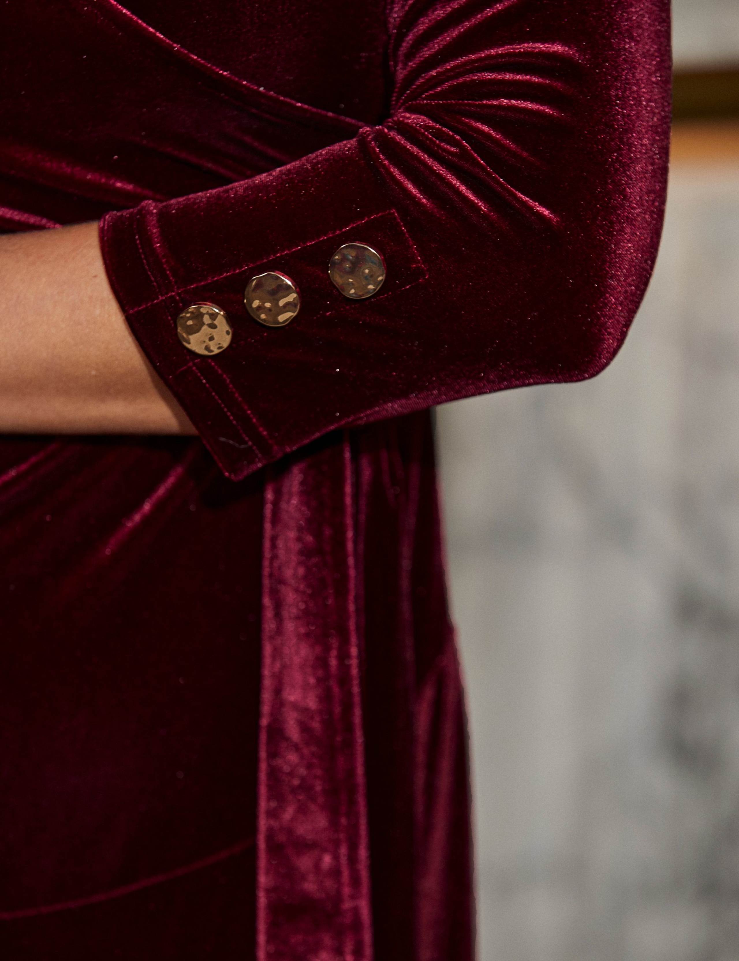 Velvet Belted Midi Skater Wrap Dress 5 of 8