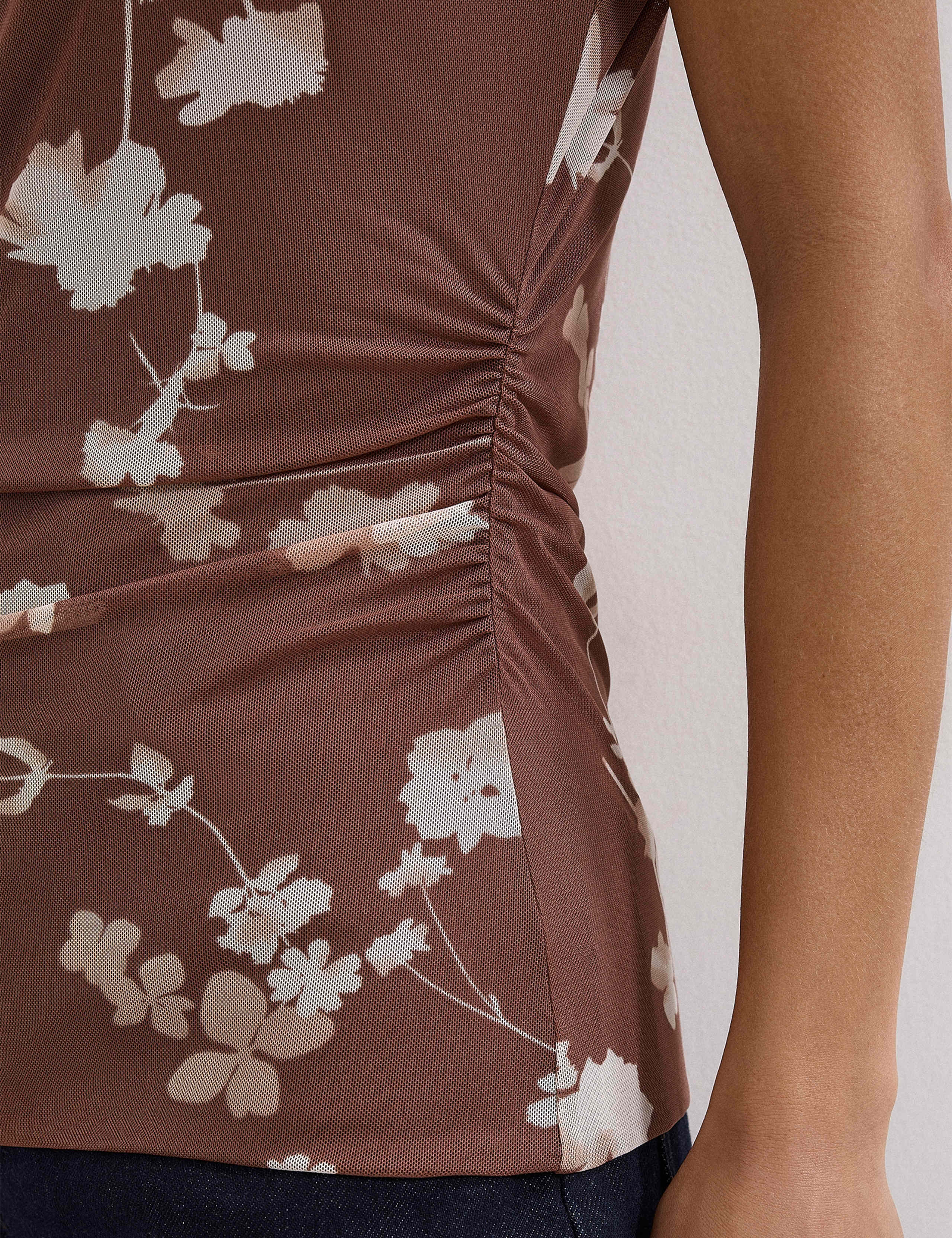 Mesh Jersey Floral Ruched Top 5 of 6