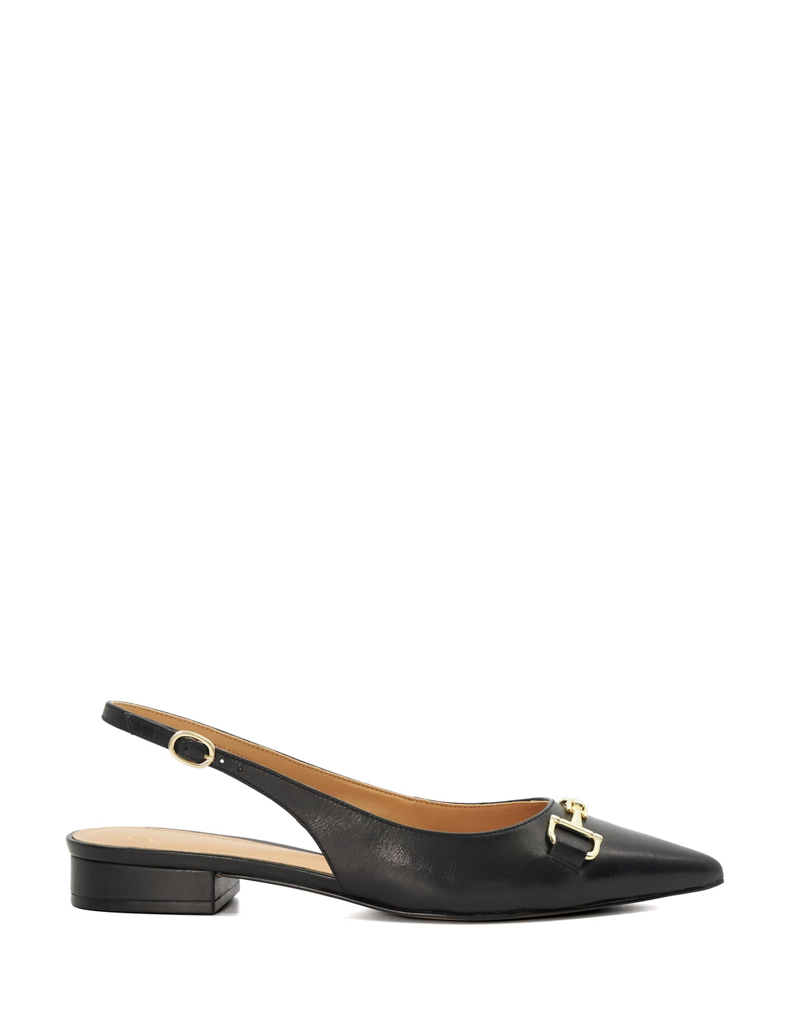 Leather Buckle Flat Pointed Ballet Pumps 1 of 5