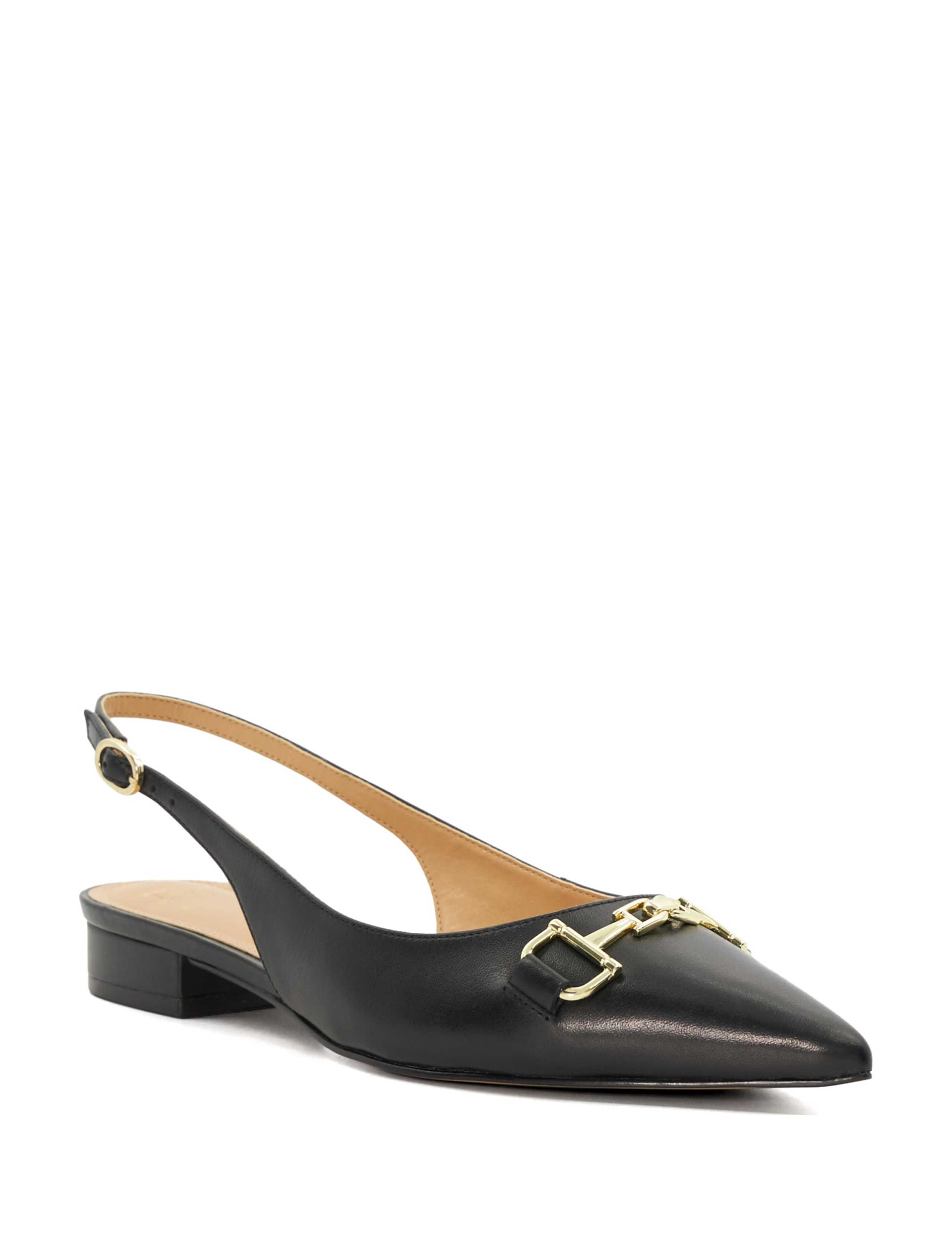 Leather Buckle Flat Pointed Ballet Pumps 2 of 5
