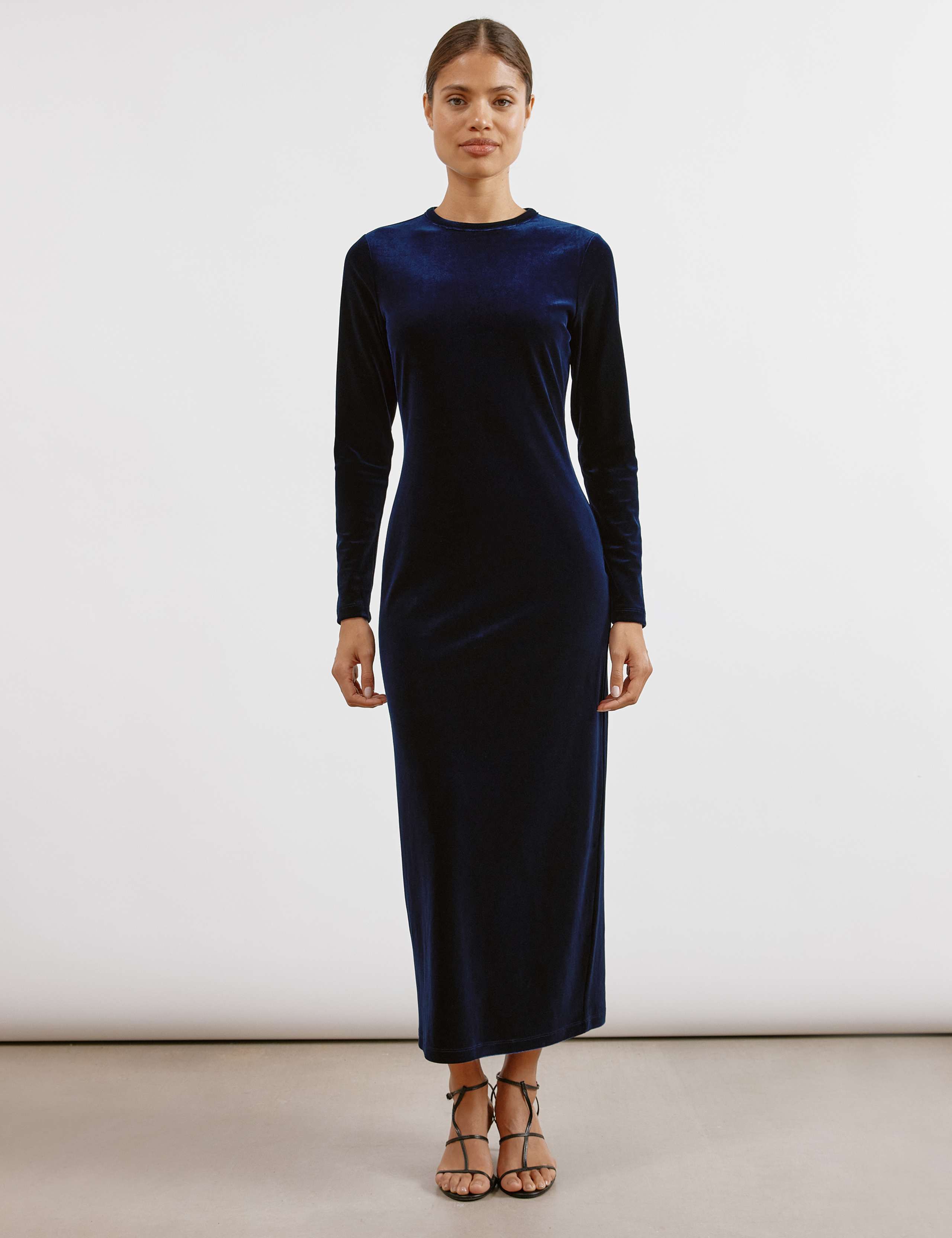 Velvet Round Neck Maxi Column Dress 1 of 5