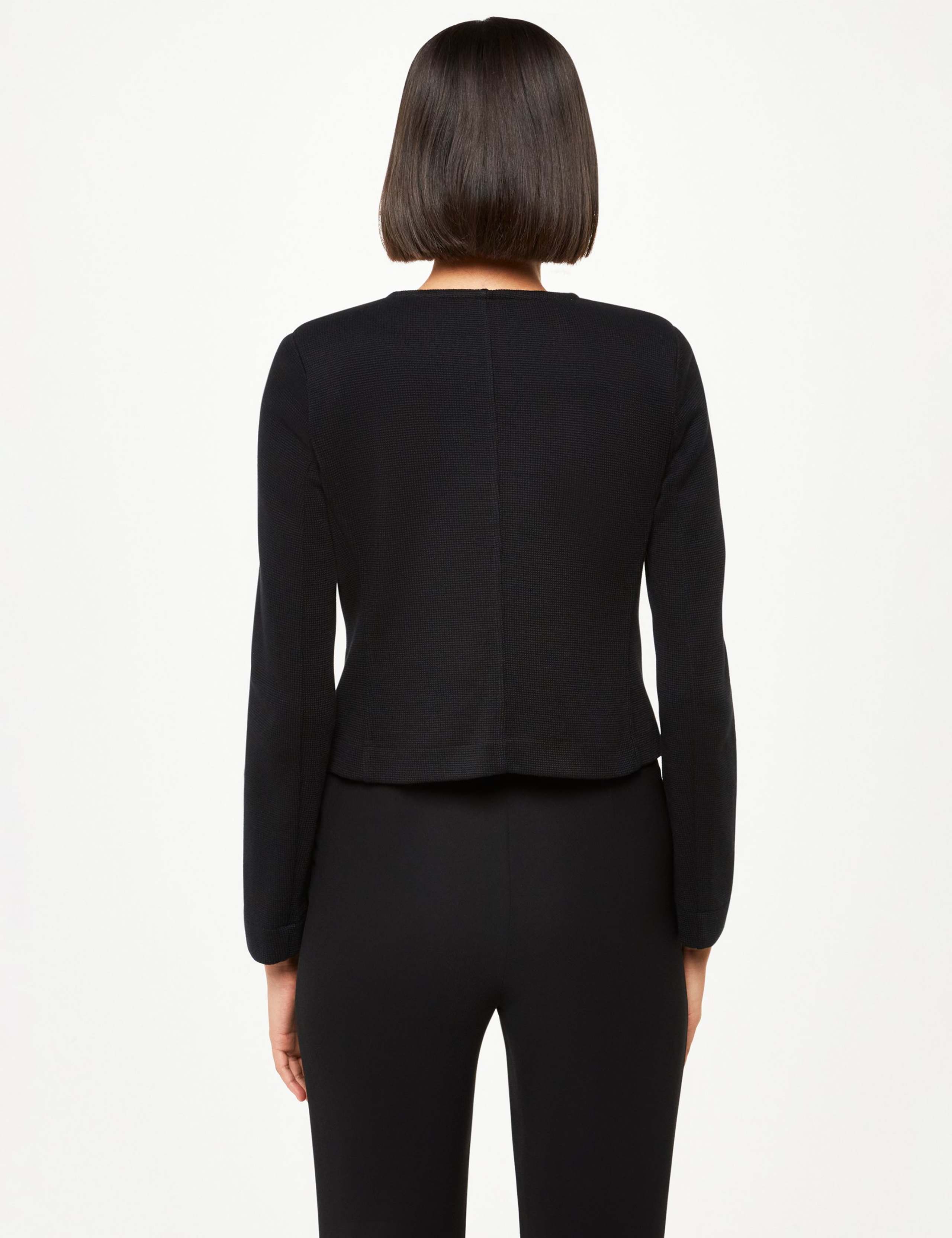 Jersey Collarless Cropped Jacket 3 of 4