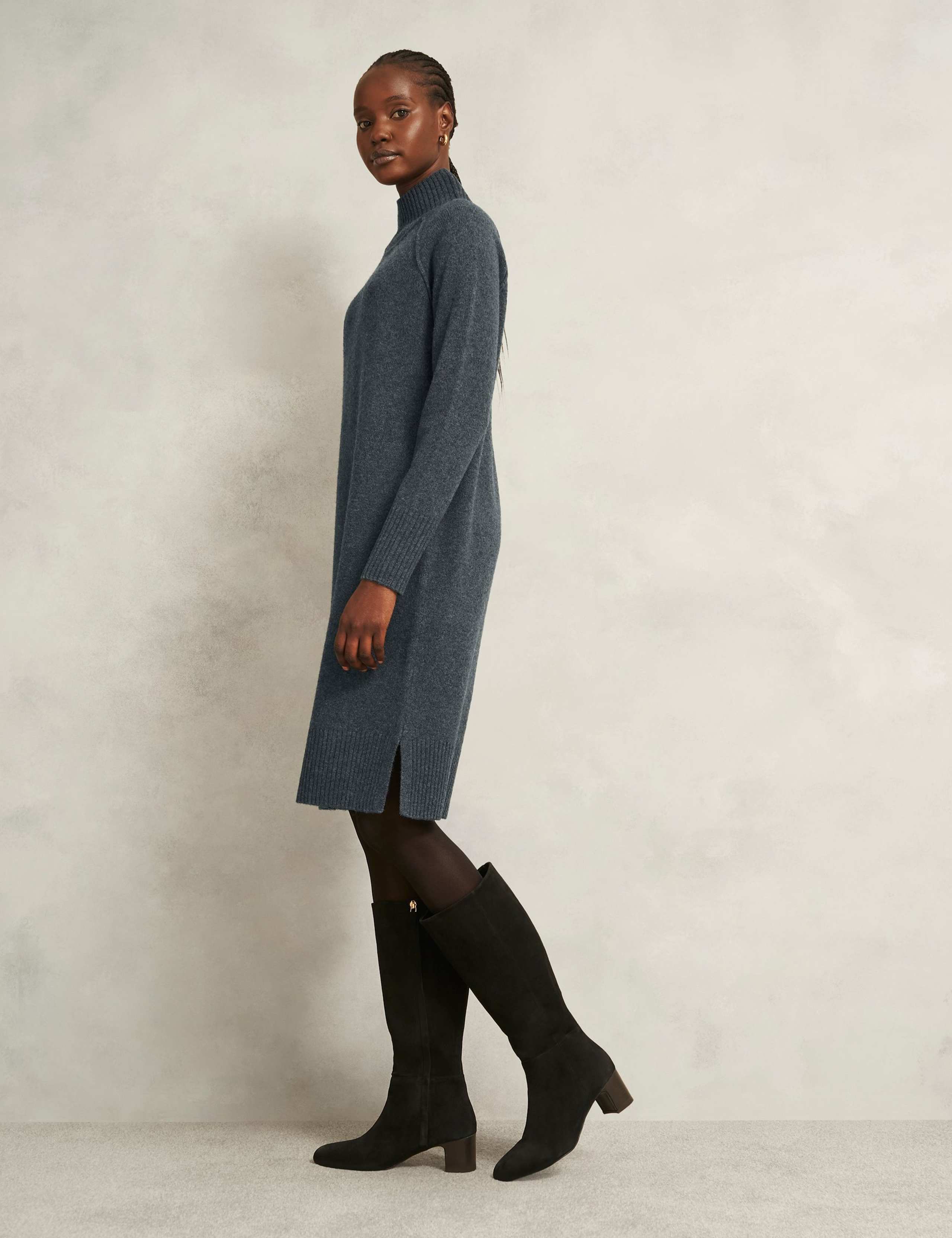 Merino Wool Rich Textured Jumper Dress 4 of 6