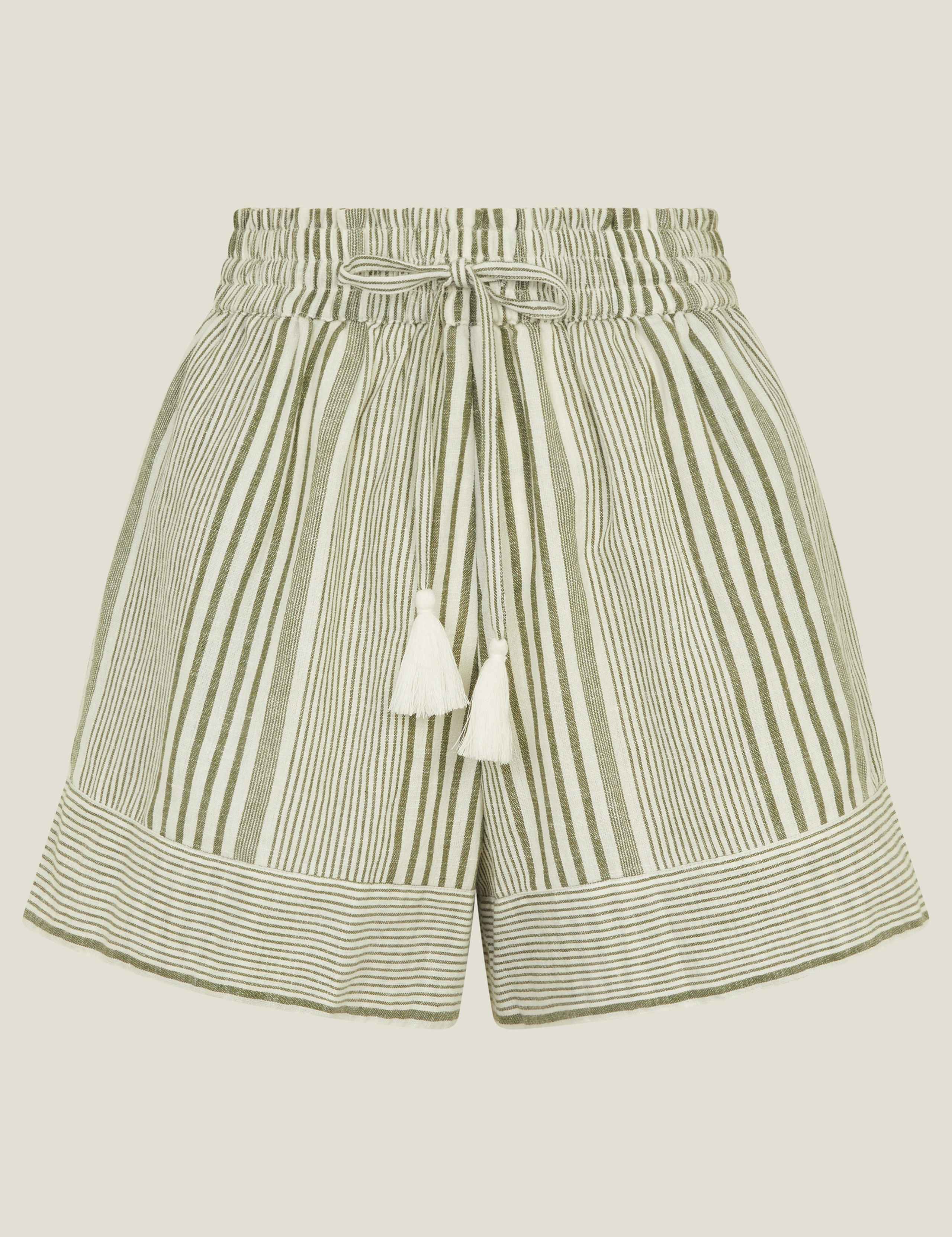 Cotton Rich Striped Shorts with Linen 2 of 4