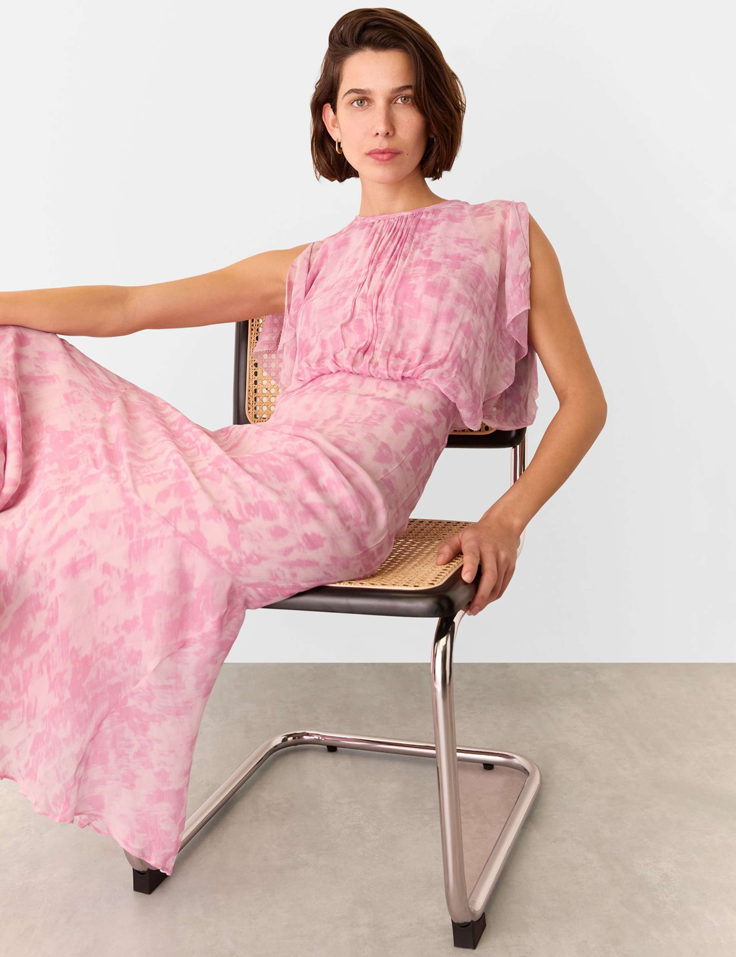 Printed Waterfall Sleeve Midi Skater Dress 3 of 4