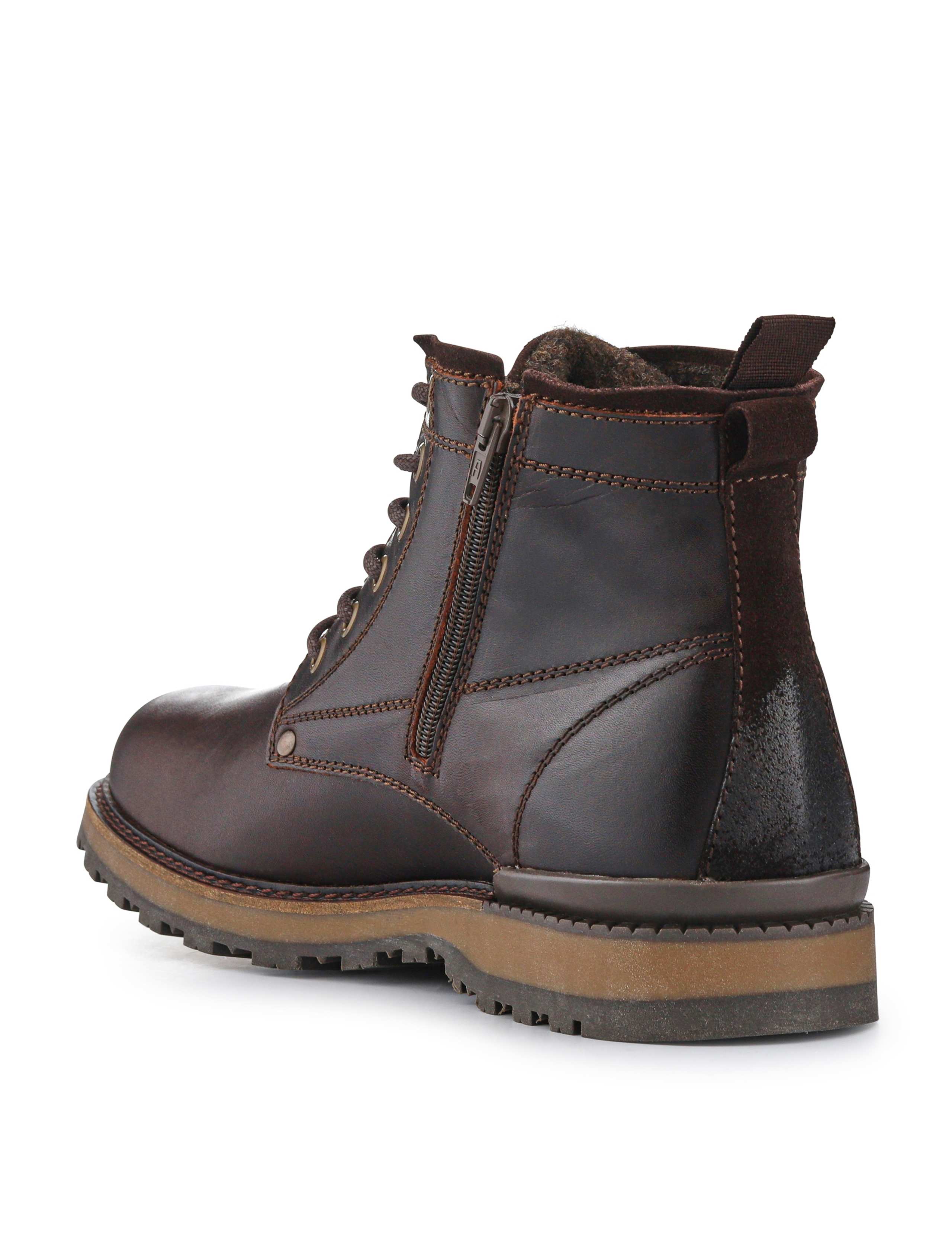 Leather Lace Up Side Zip Casual Boots 4 of 6