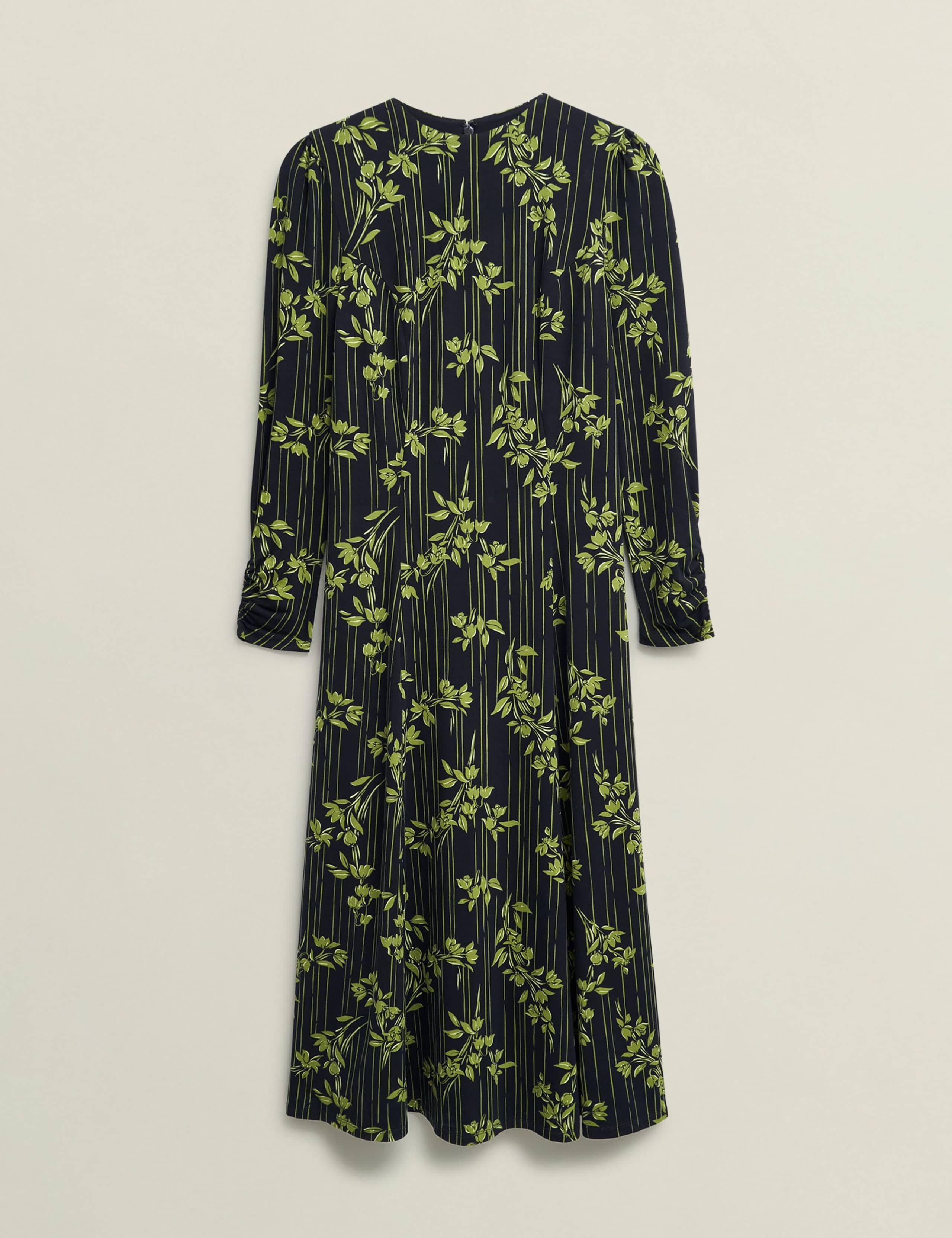 Jersey Floral Midi Waisted Dress 2 of 5