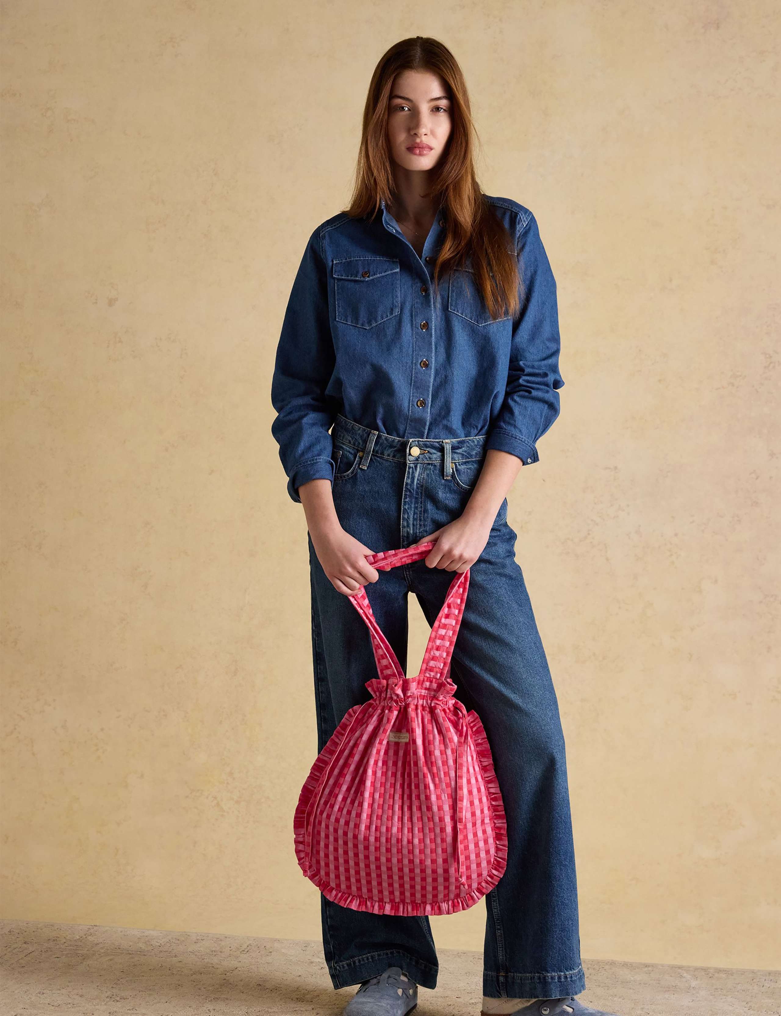 Pure Cotton Checked Quilted Tote Bag 6 of 9